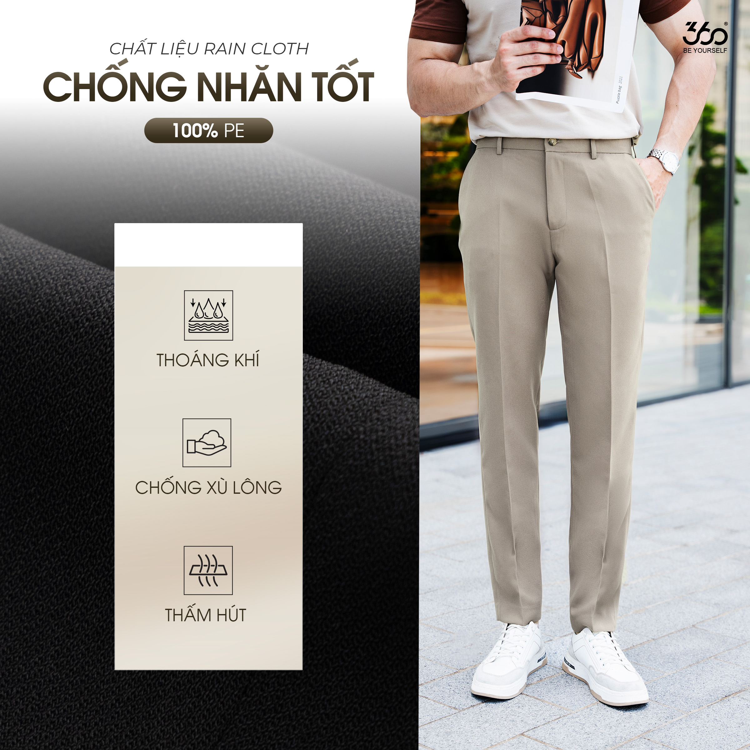 Mô tả Quần âu nam cạp 3 lớp cao cấp 360 Boutique quần tây dài kiểu Hàn Quốc co giãn, thoải mái - QACOL420 - 3