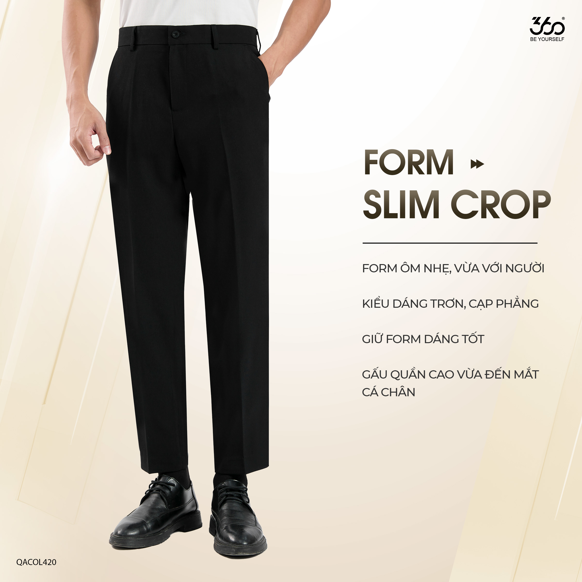 Mô tả Quần âu nam cạp 3 lớp cao cấp 360 Boutique quần tây dài kiểu Hàn Quốc co giãn, thoải mái - QACOL420 - 5