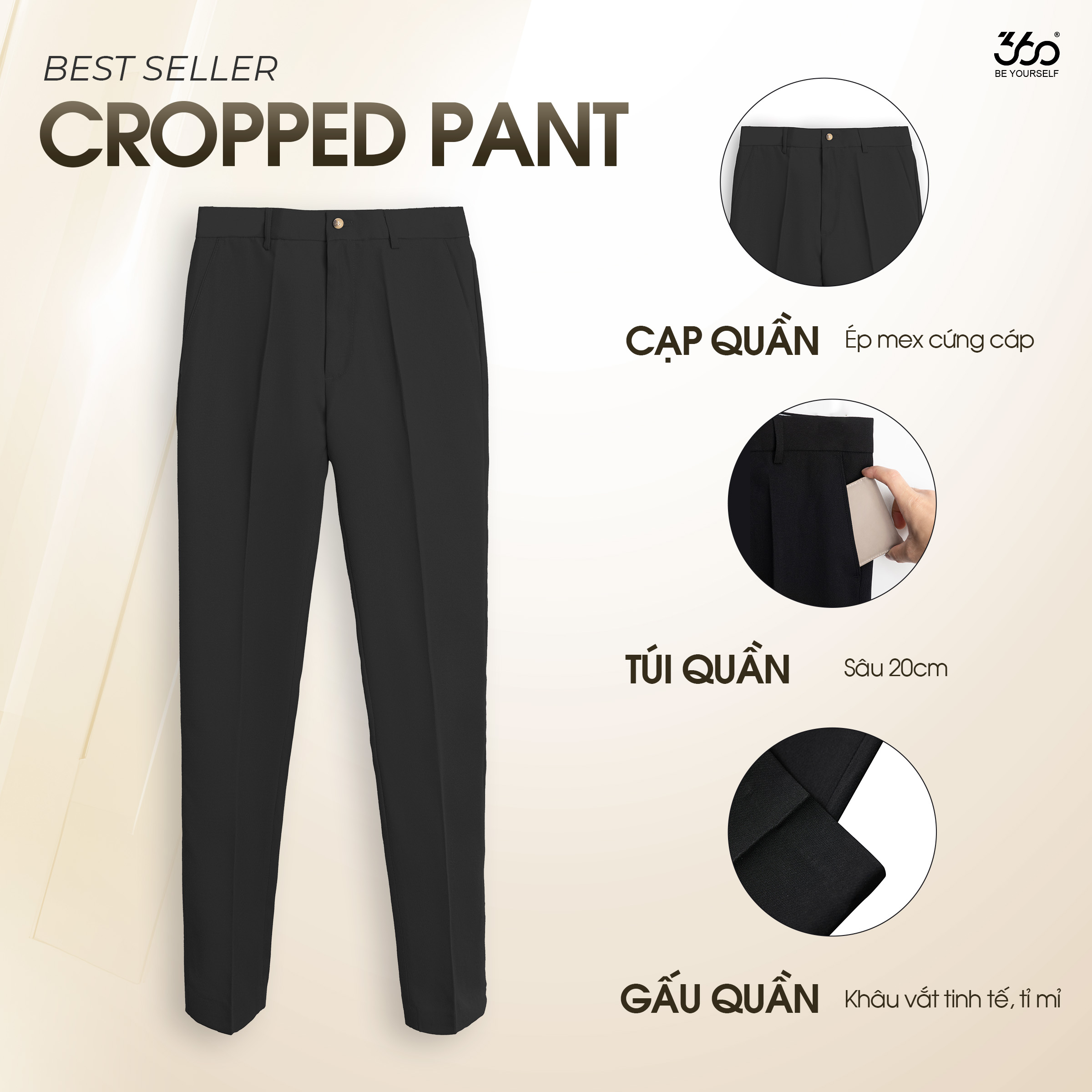 Mô tả Quần âu nam cạp 3 lớp cao cấp 360 Boutique quần tây dài kiểu Hàn Quốc co giãn, thoải mái - QACOL420 - 1