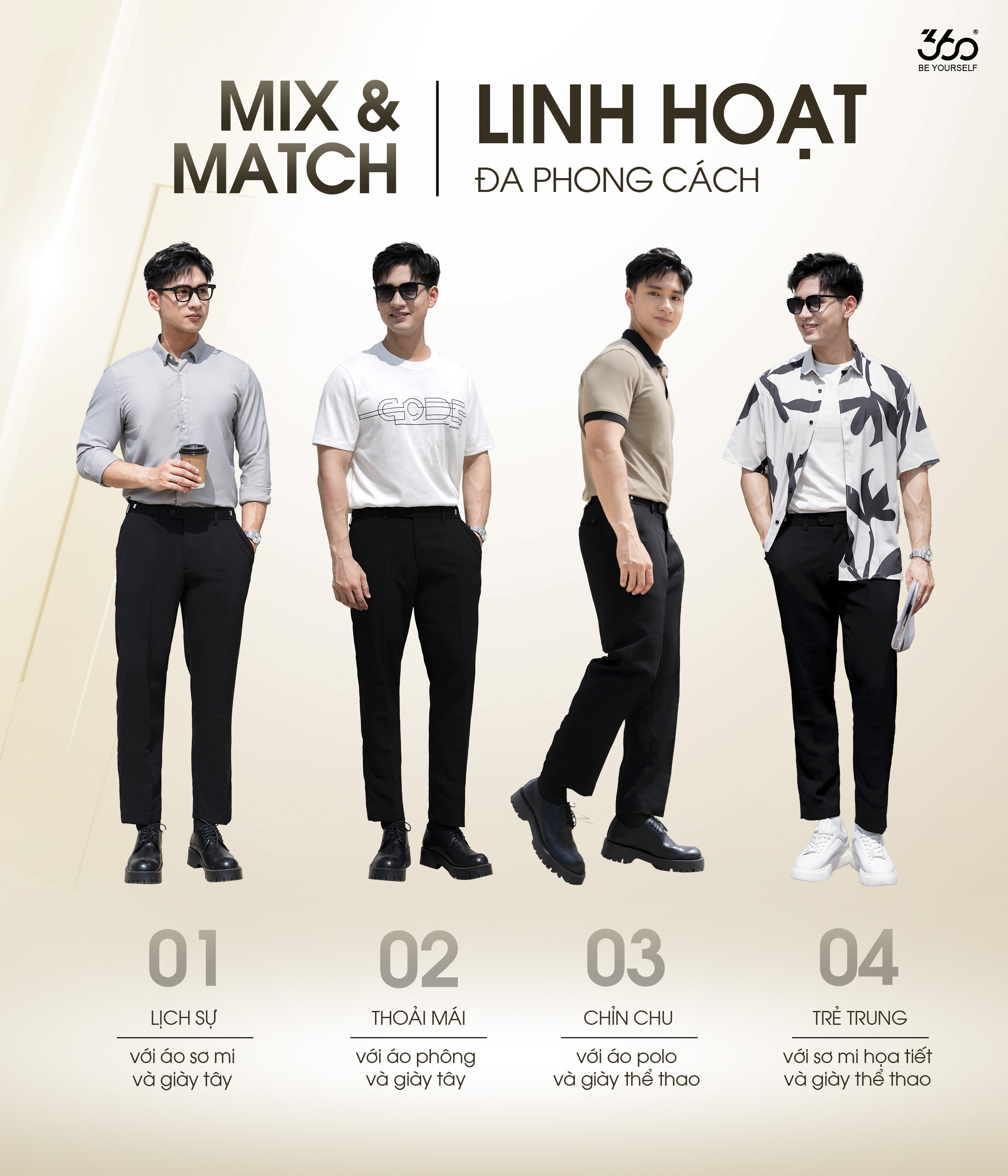 Mô tả Quần âu nam cạp trượt bụng điều chỉnh thoải mái 360 Boutique quần tây đen chất dày dặn - QACOL515 - 5
