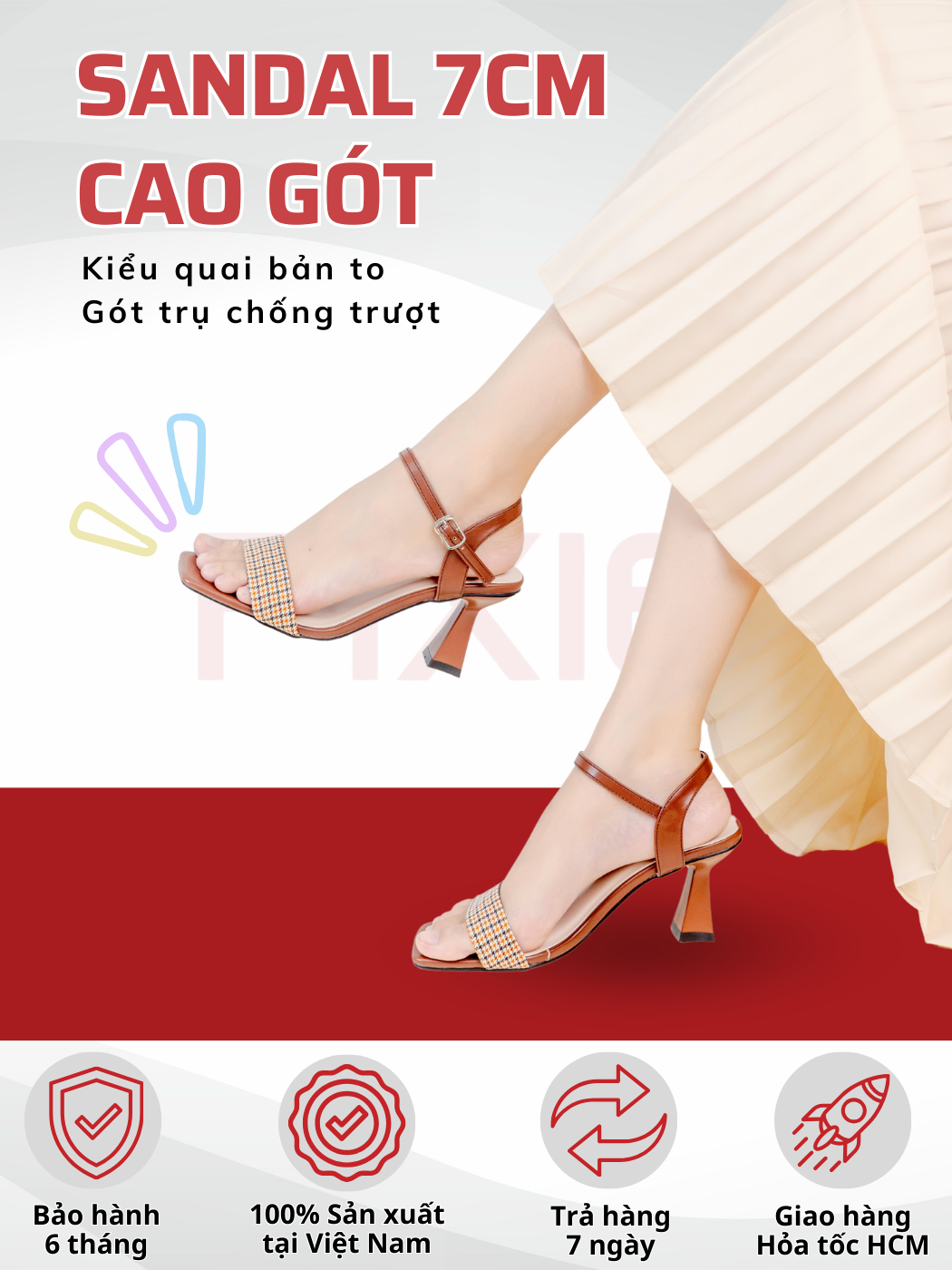 Mô tả Giày Sandal Nữ Cao Gót 7cm Phối Màu Thời Trang Pixie X958 - 1