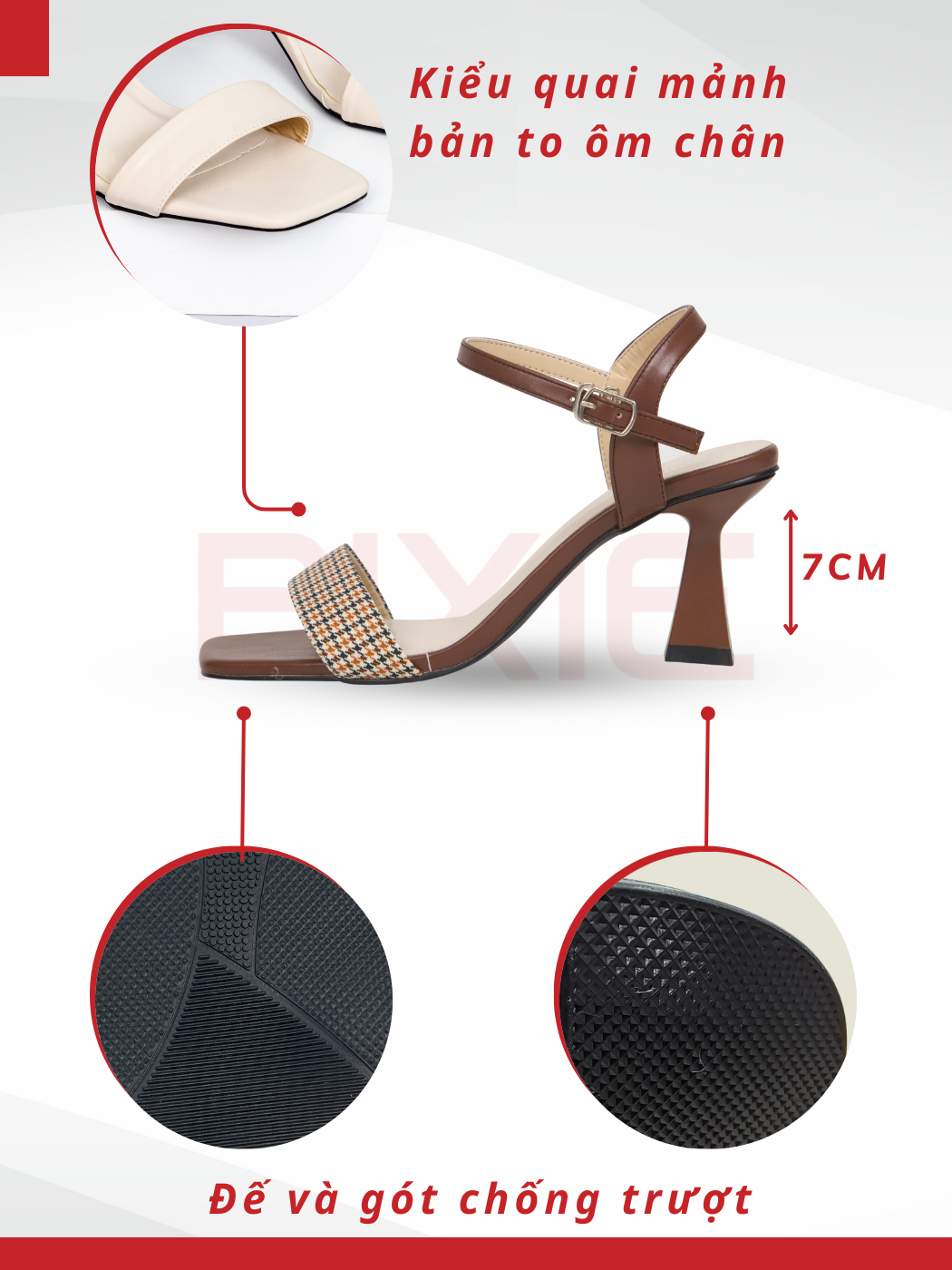 Mô tả Giày Sandal Nữ Cao Gót 7cm Phối Màu Thời Trang Pixie X958 - 3