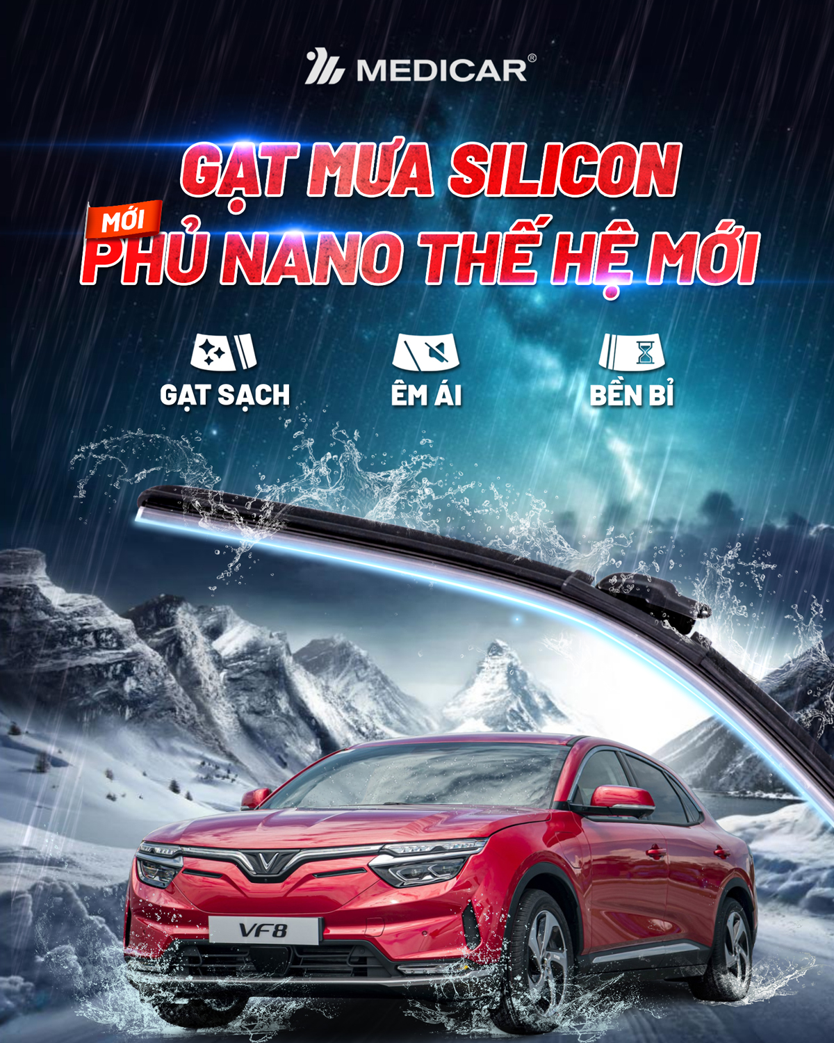 Mô tả Cặp gạt mưa ô tô xe MERCEDES-BENZ - Gạt mưa ô tô Silicon phủ nano chống nước Medicar - 1