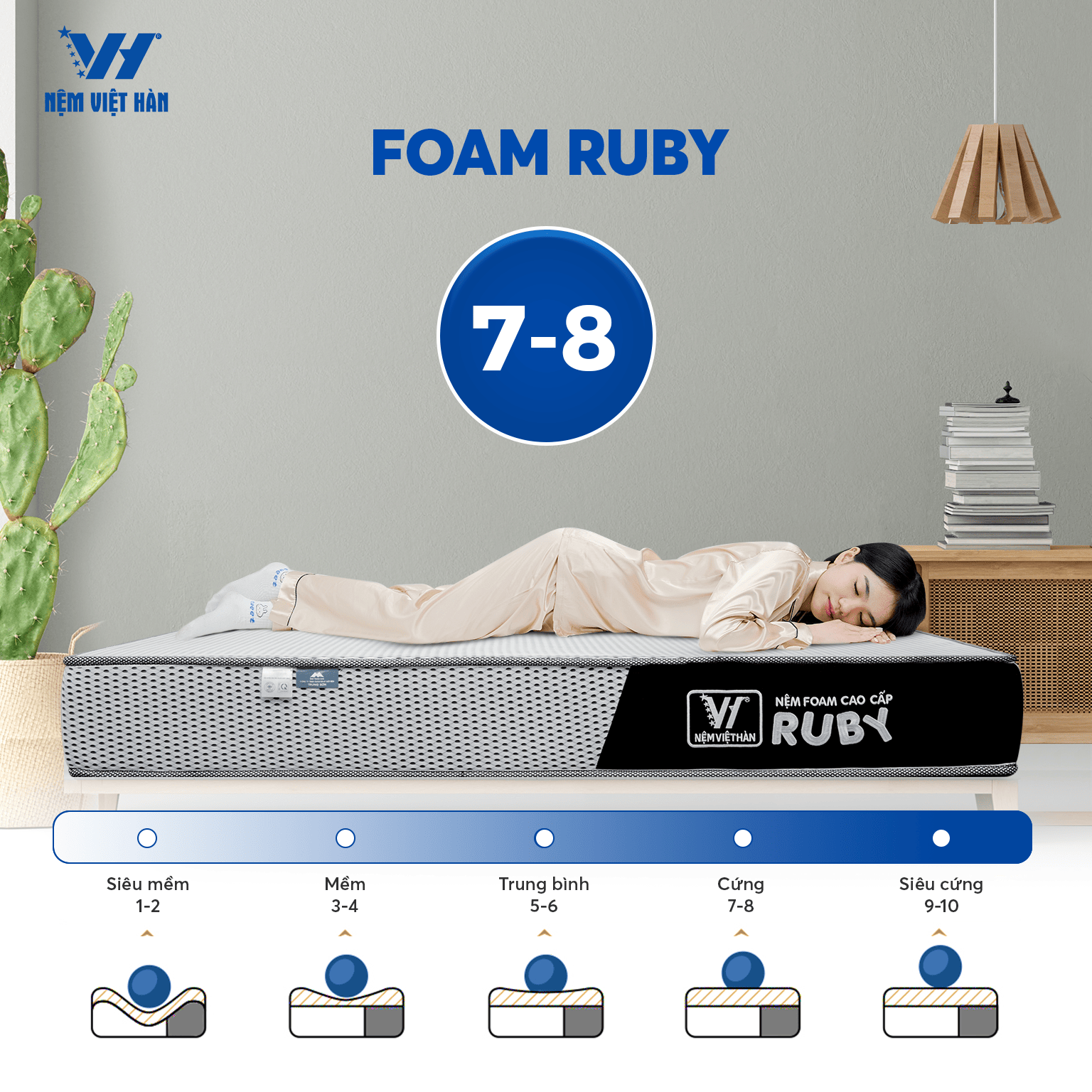 Mô tả Nệm foam Việt Hàn Ruby - Thoáng Khí, Nâng Đỡ Cơ Thể - Bảo Hành 10 Năm - 1