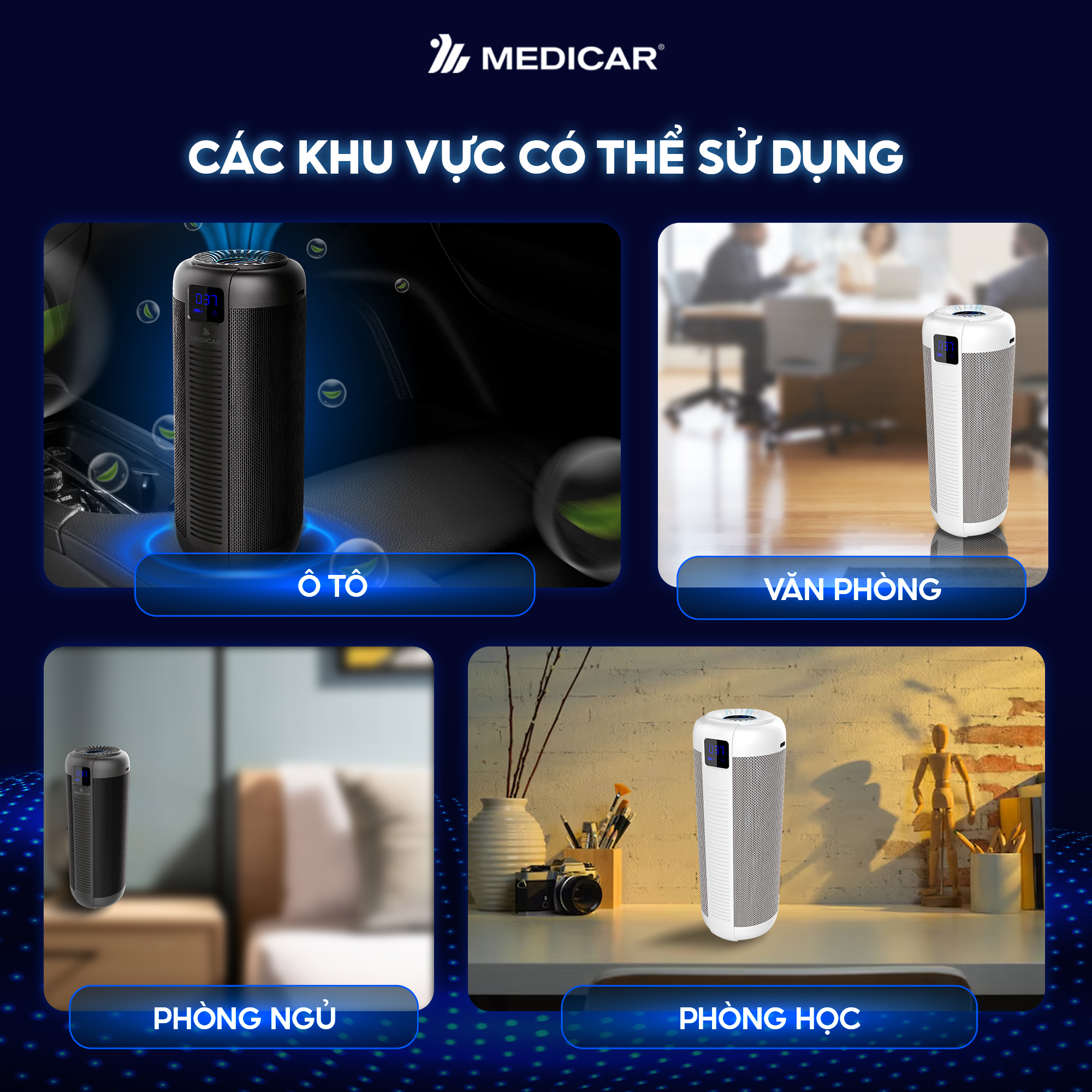 Mô tả Máy lọc không khí ô tô kết hợp tinh dầu Medicar Pro V2 đa năng 4in1, màng lọc Hepa 13 diệt khuẩn UVC - 4