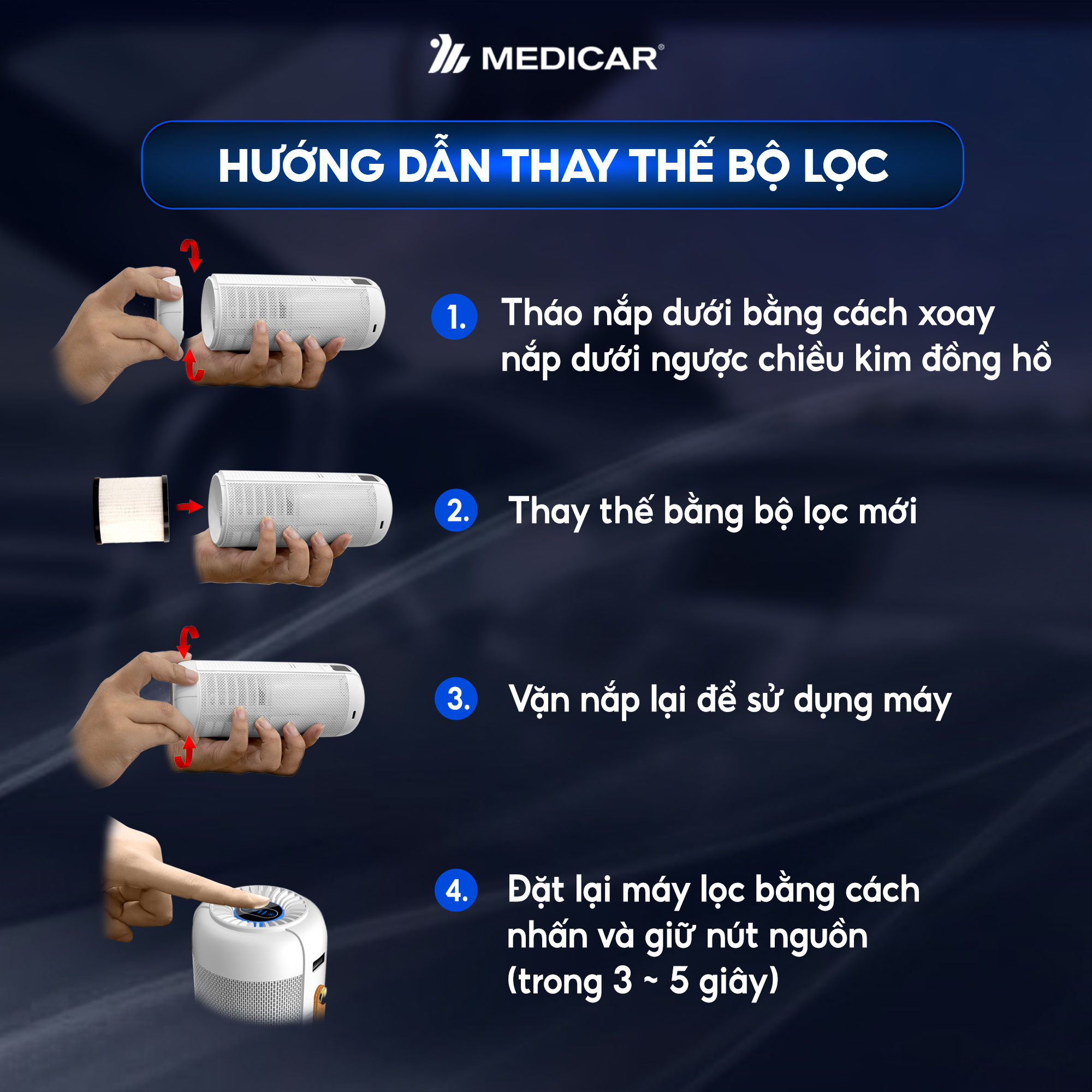 Mô tả Máy lọc không khí ô tô kết hợp tinh dầu Medicar Pro V2 đa năng 4in1, màng lọc Hepa 13 diệt khuẩn UVC - 7