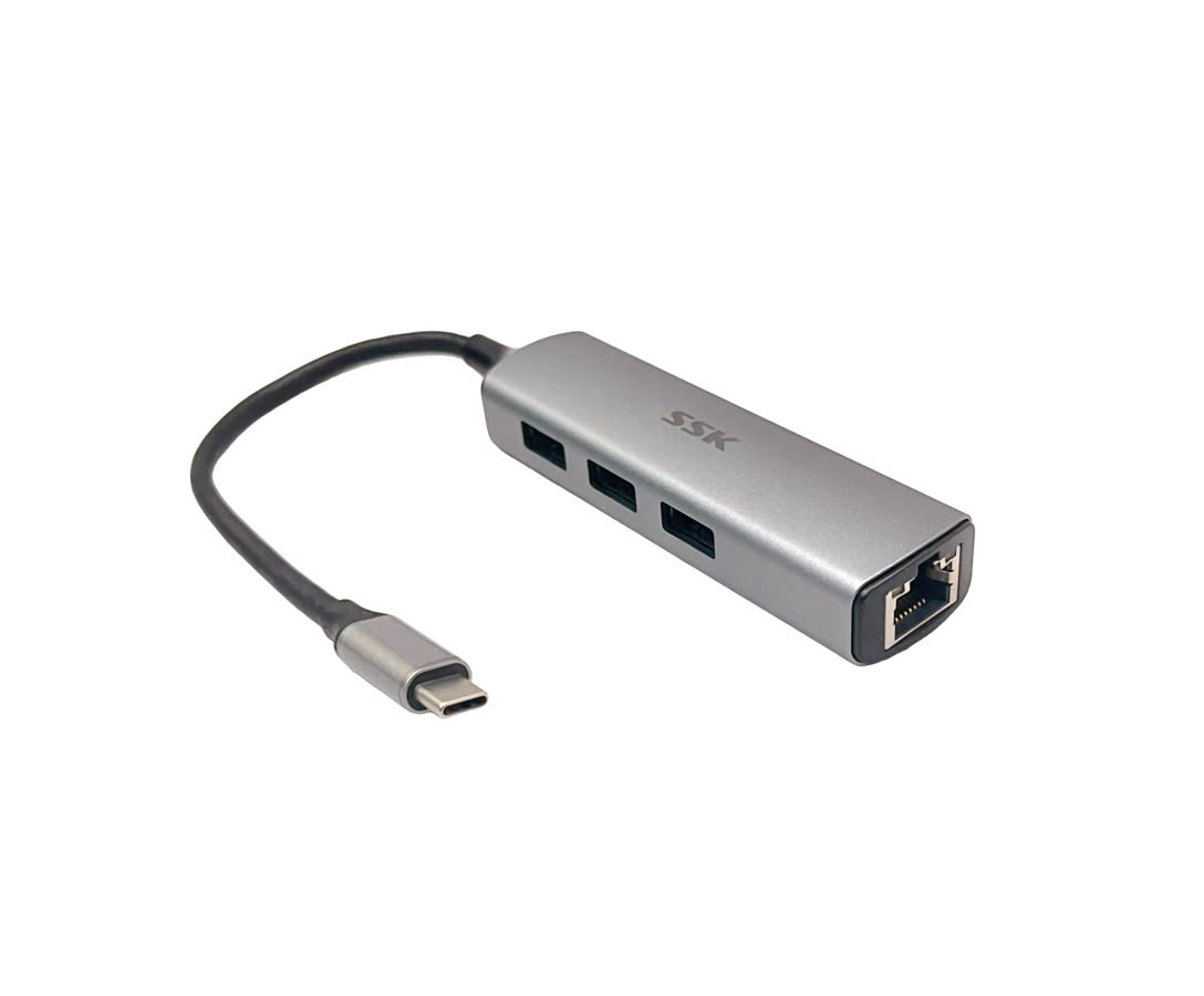 SSK Cáp chuyển Type C sang Lan RJ45 1GB + Bộ chia 3 cổng USB 3.0 SSK ...