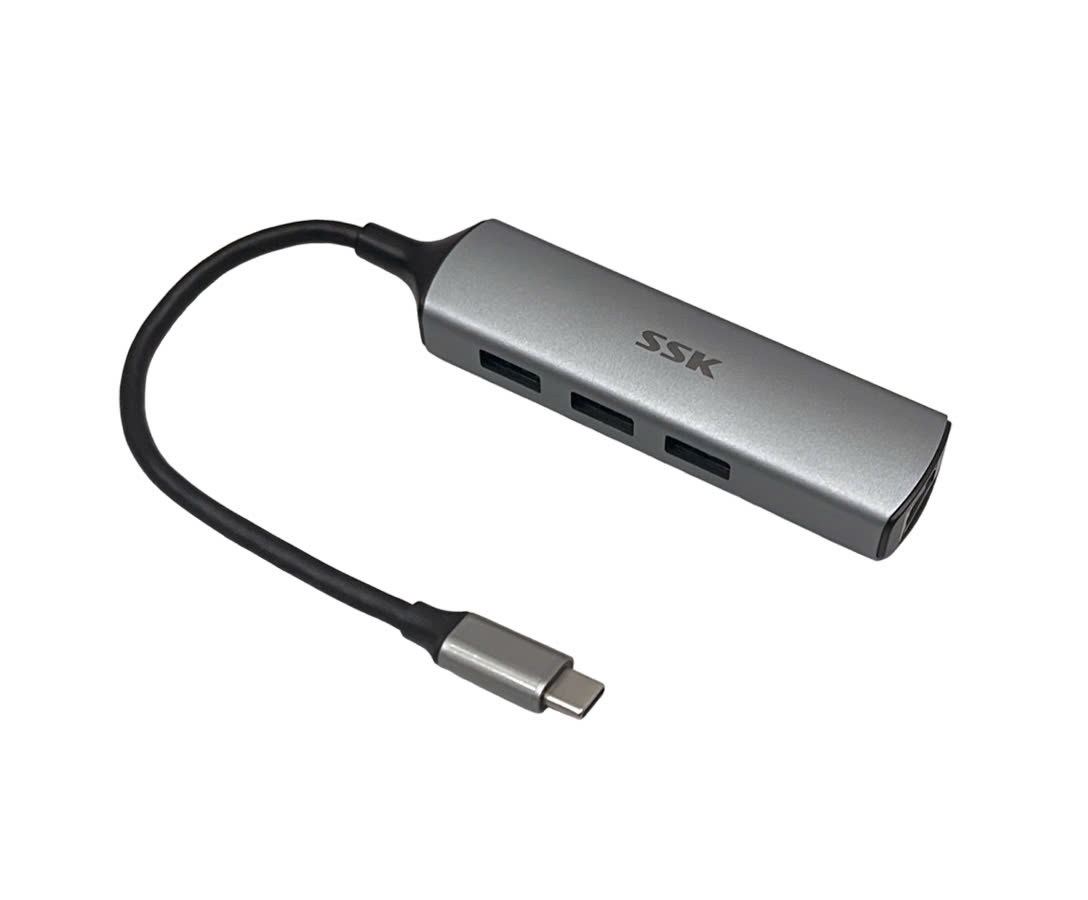 SSK Cáp chuyển Type C sang Lan RJ45 1GB + Bộ chia 3 cổng USB 3.0 SSK ...