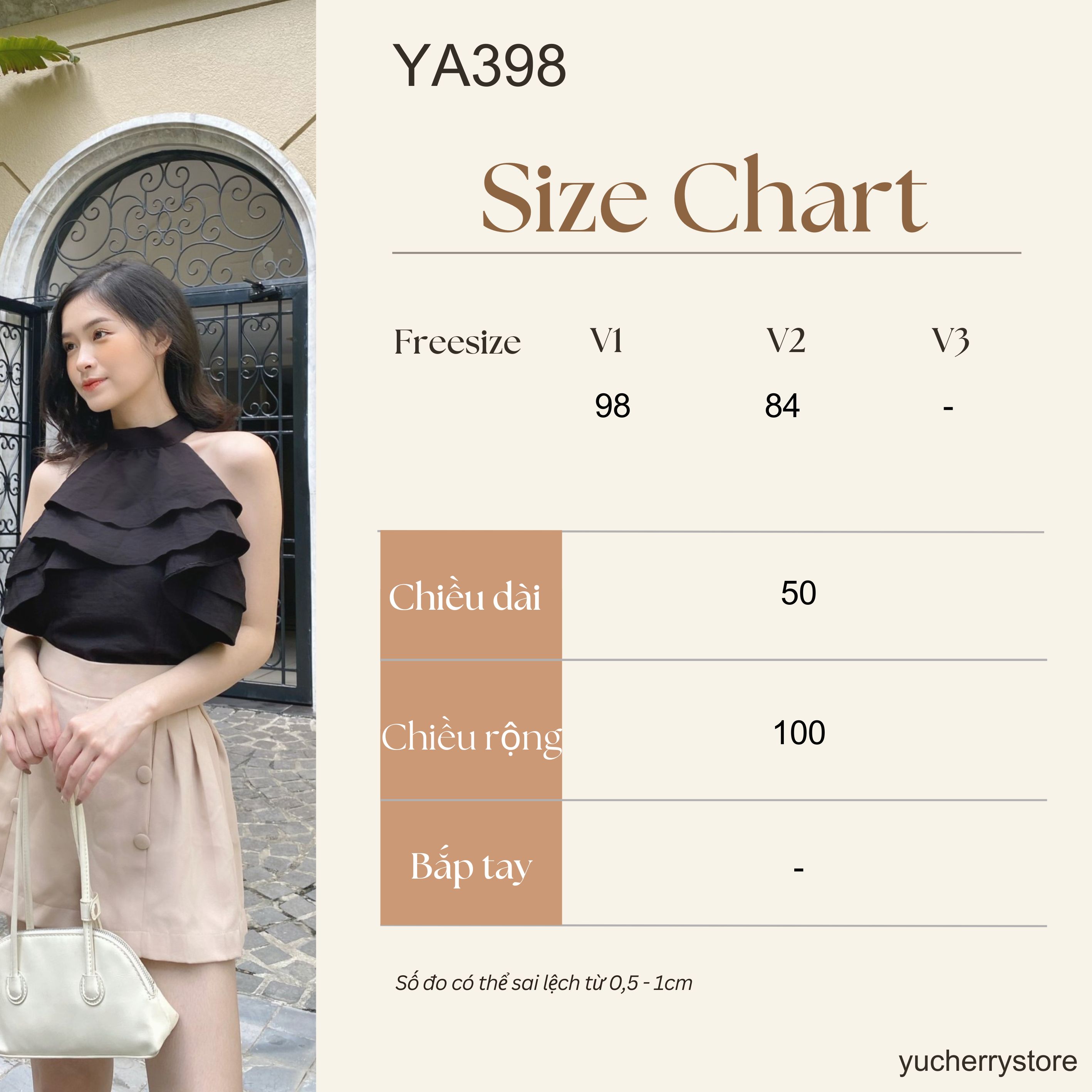 Mô tả YU CHERRY | Áo cổ trụ nữ có thể mặc 2 kiểu Halter Layered Mimi Top YA398 - 1