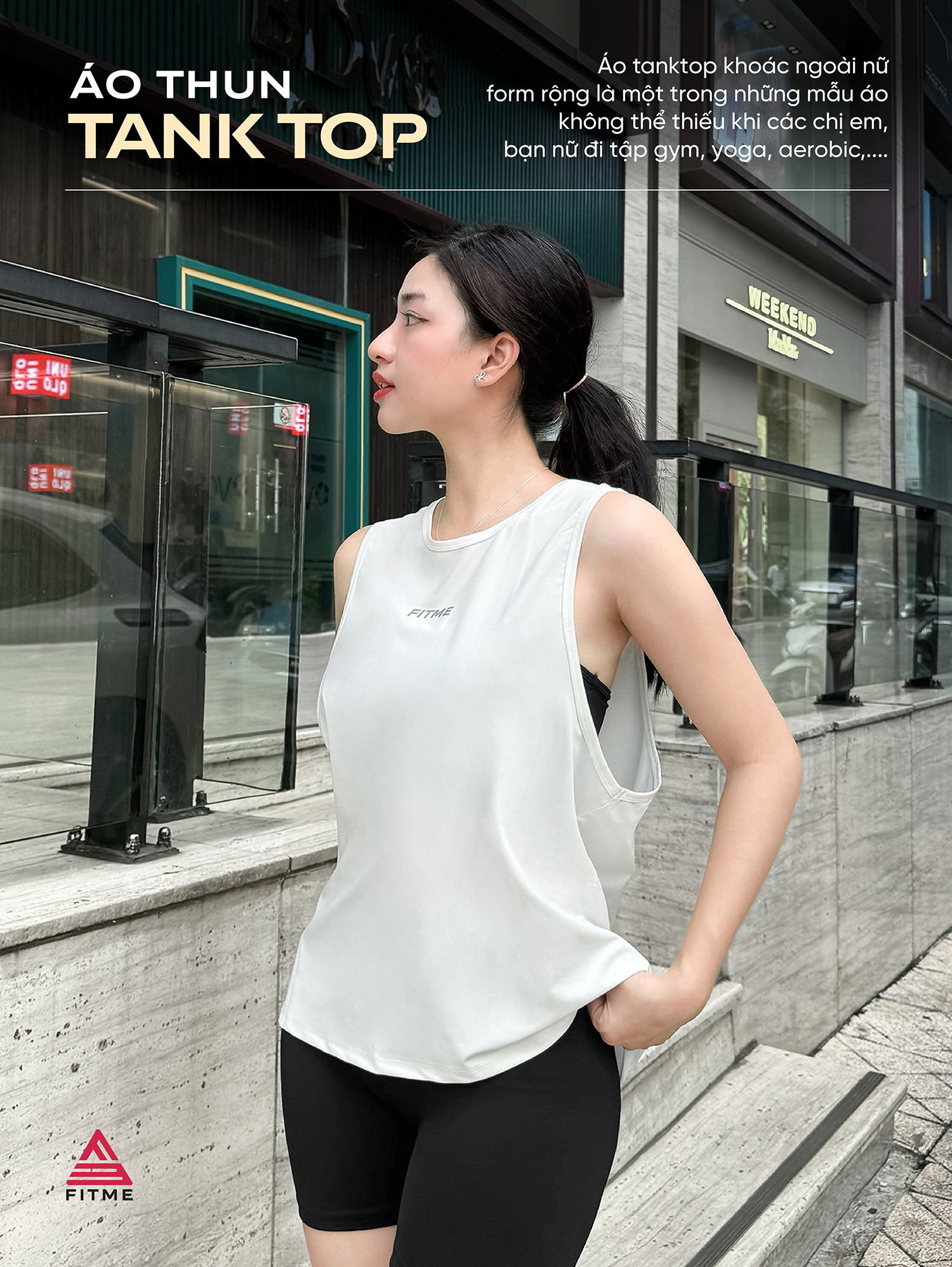 Mô tả Áo tank top tập gym nữ Fitme Simple ba lỗ thoáng khí chạy bộ chất liệu co giãn thoải mái thấm hút mồ hôi ATTS01 - 1