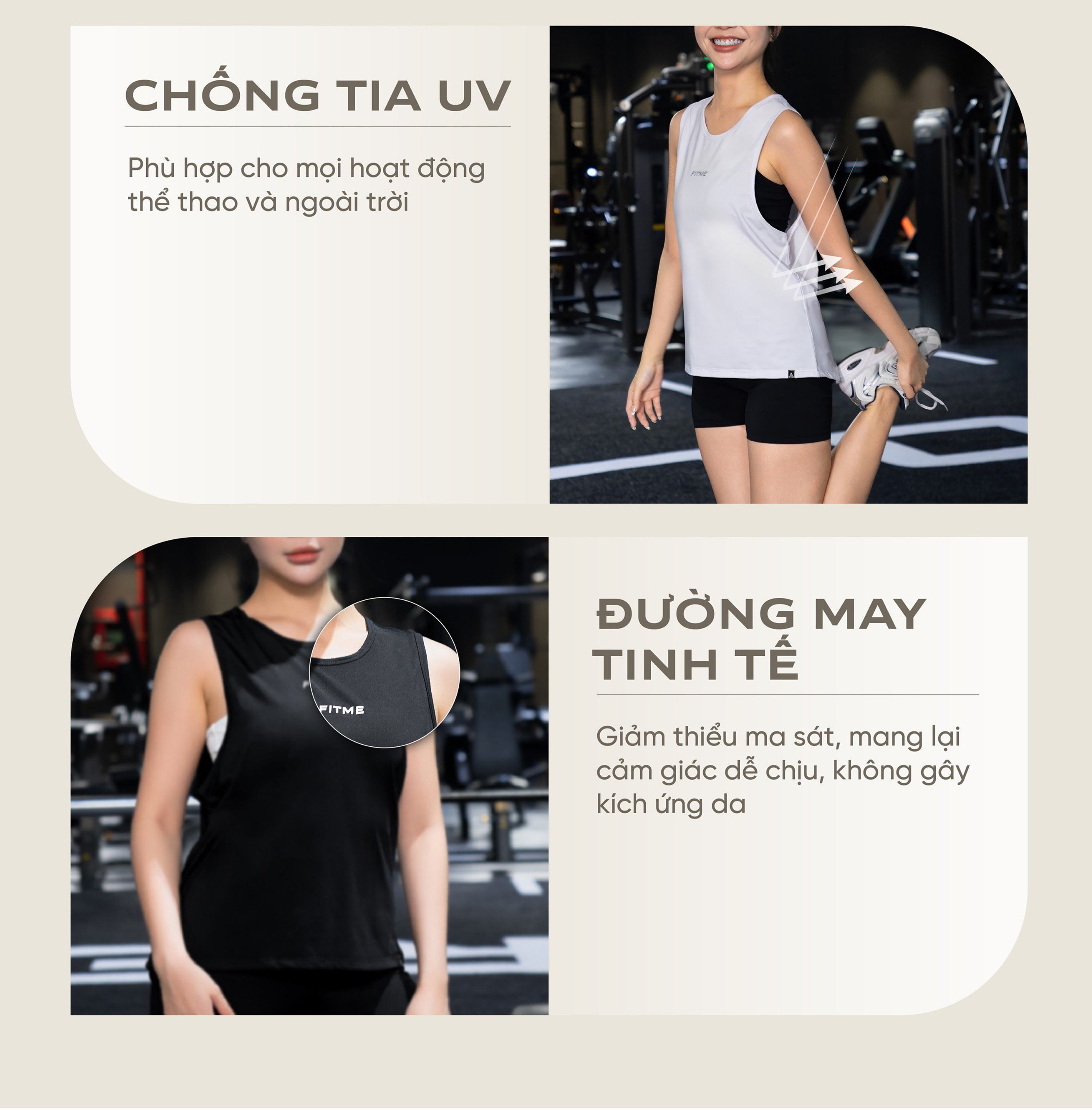 Mô tả Áo tank top tập gym nữ Fitme Simple ba lỗ thoáng khí chạy bộ chất liệu co giãn thoải mái thấm hút mồ hôi ATTS01 - 4
