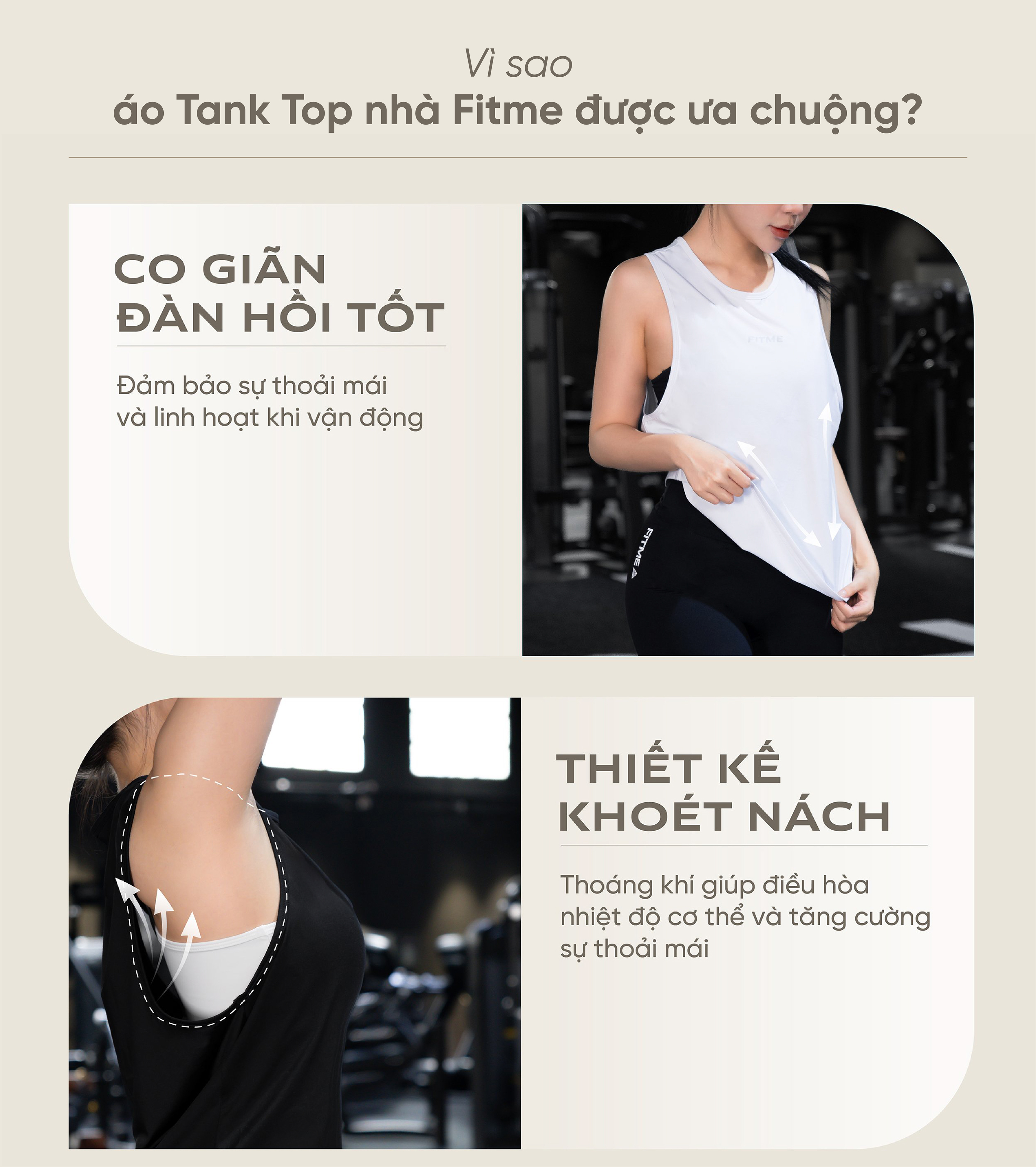 Mô tả Áo tank top tập gym nữ Fitme Simple ba lỗ thoáng khí chạy bộ chất liệu co giãn thoải mái thấm hút mồ hôi ATTS01 - 3