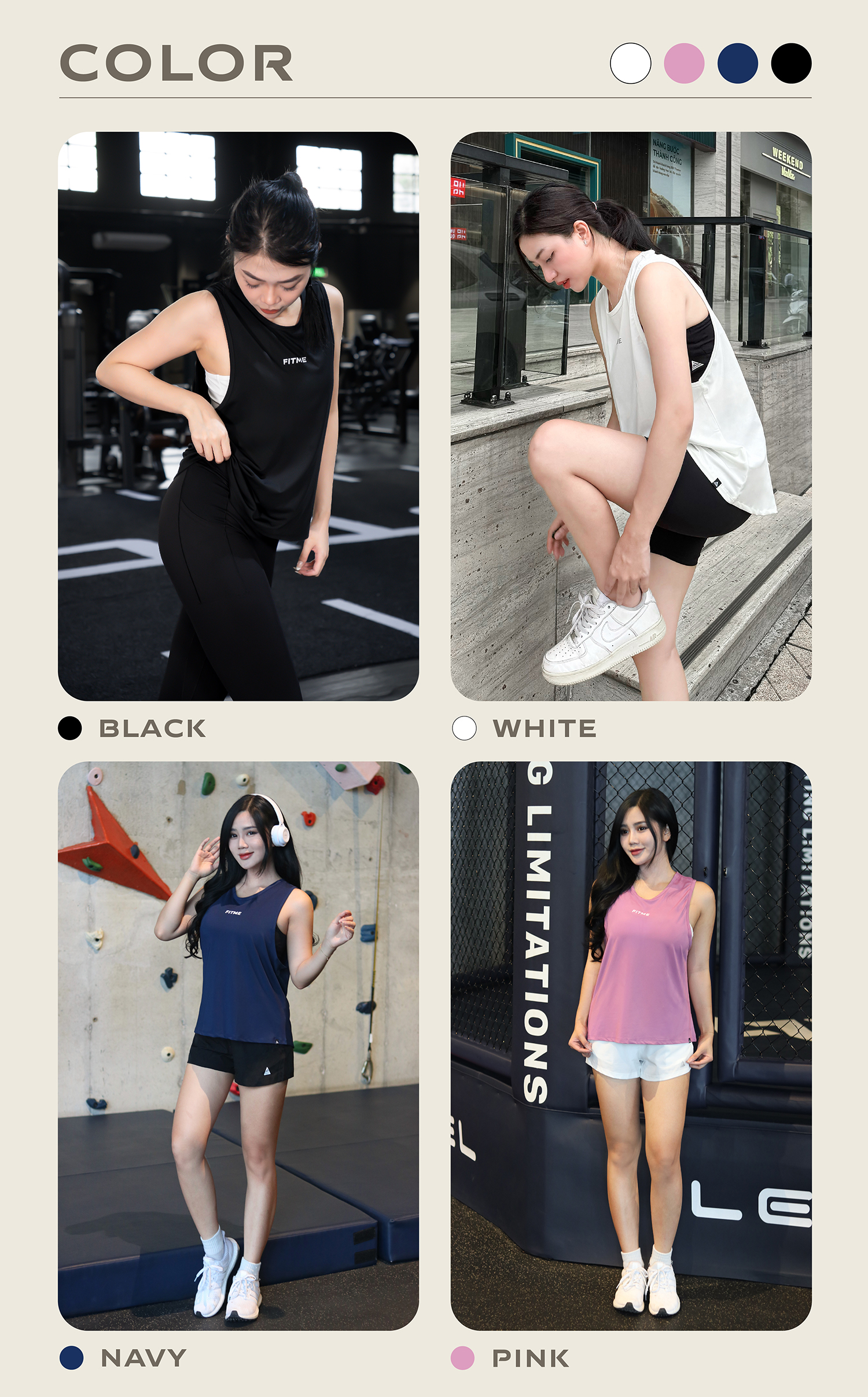 Mô tả Áo tank top tập gym nữ Fitme Simple ba lỗ thoáng khí chạy bộ chất liệu co giãn thoải mái thấm hút mồ hôi ATTS01 - 6
