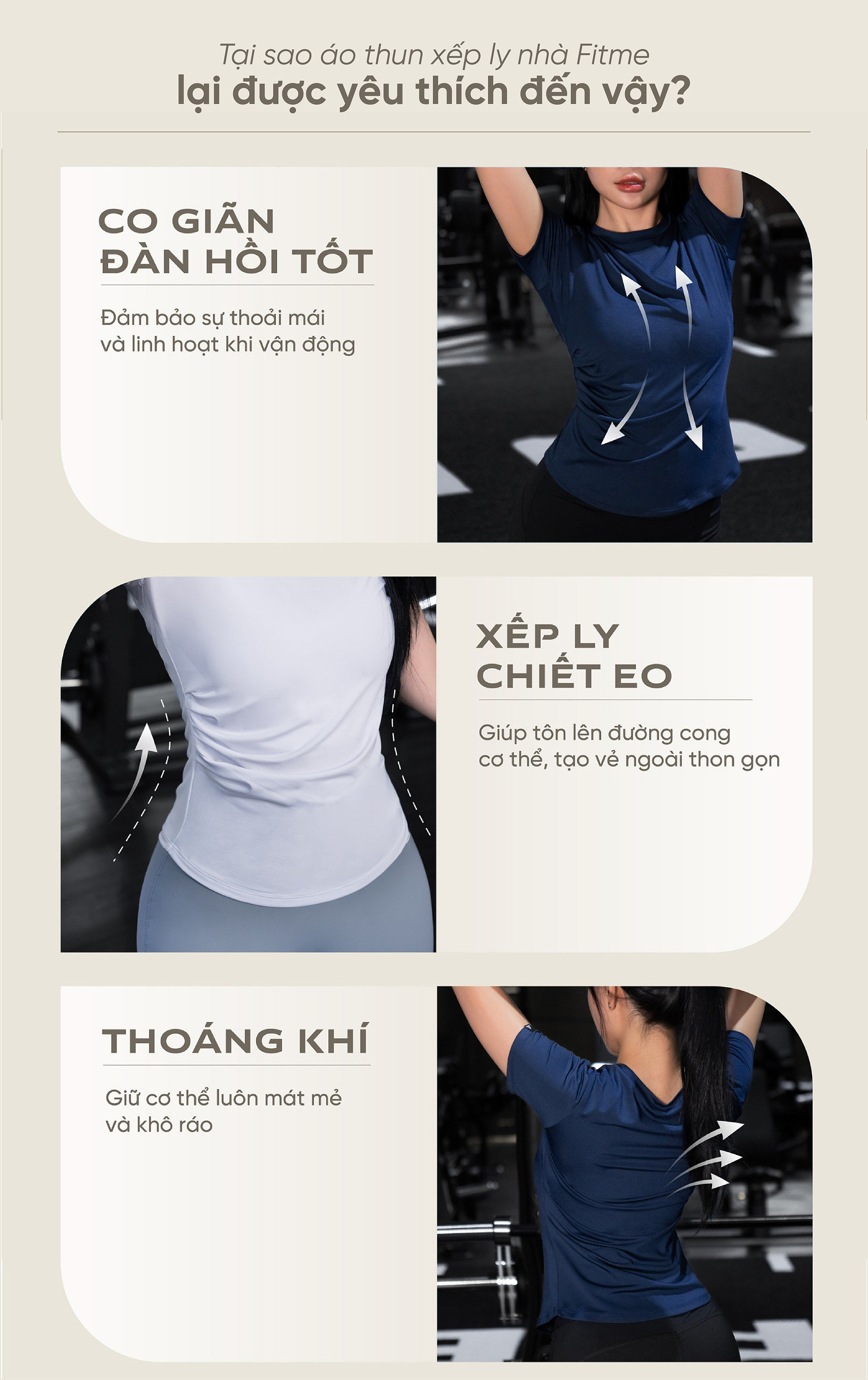 Mô tả Áo thun gym nữ Fitme Simple đồ tập pickleball tennis xếp ly thể thao co giãn 4 chiều thấm hút mồ hôi ATXL01 - 3