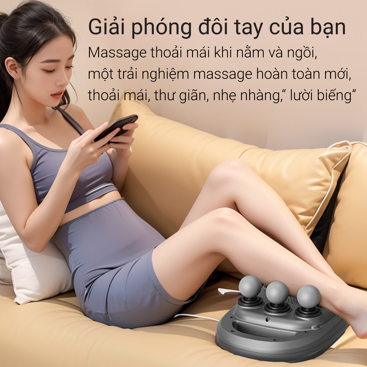 Mô tả Máy massage cầm tay 6 đầu 9 cấp độ Lescolton T SPORT mát xa toàn thân tay đấm lưng giảm đau cơ ( BẢO HÀNH 12 THÁNG ) - 2