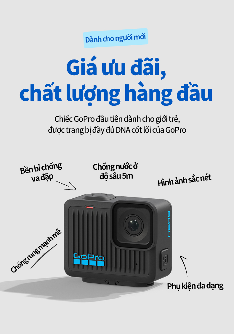 Mô tả GoPro HERO - Camera hành động chống nước mini, video 4K30/25, ảnh 12MP, chống nước lên đến 5 m - 5