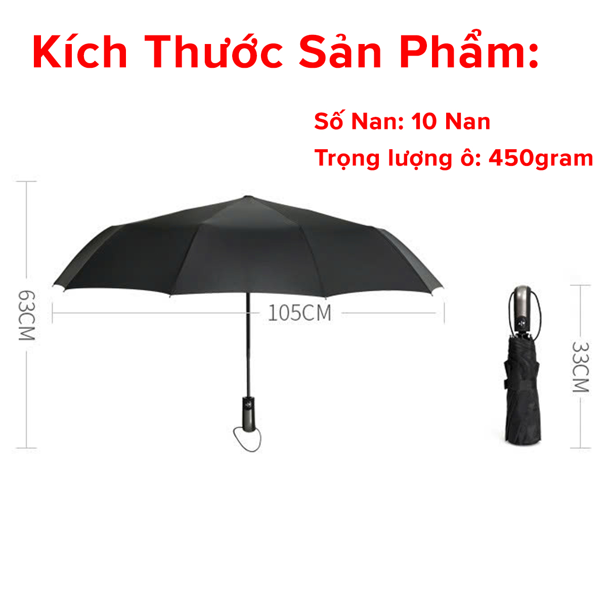 Mô tả Ô Dù Tự Động Đóng Mở 2 Chiều 10 Nan Chống Tia UV, Dù Che Mưa Nắng, Ô Cầm Tay Gấp Gọn Tiện Lợi Chính Hãng Amalife - 7