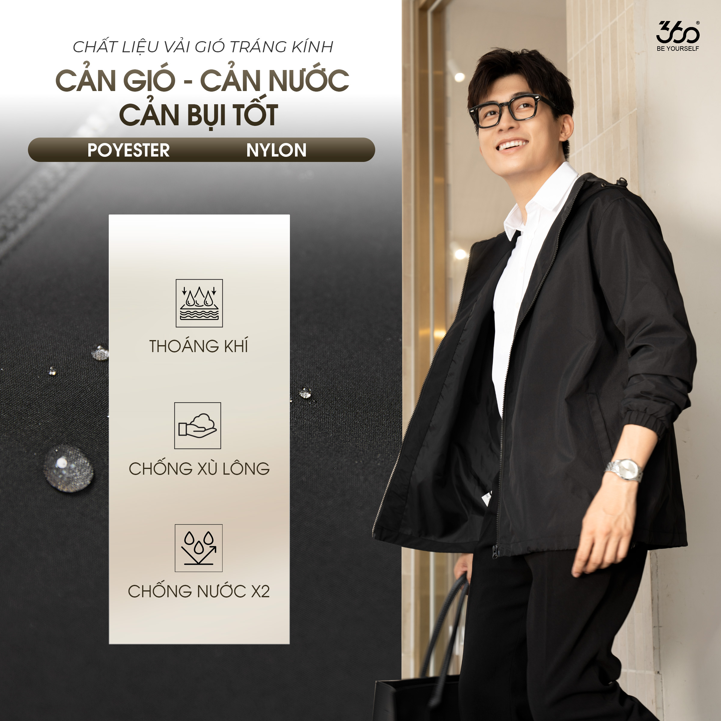 Mô tả Áo khoác gió nam nữ Unisex 360Boutique khoác dù form rộng chống nước nắng có mũ có bigsize -AKGOL418 - 2