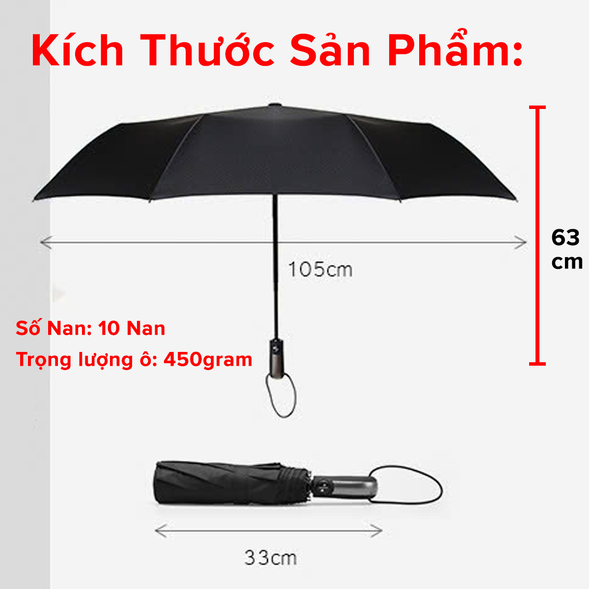 Mô tả Ô Tự Động Đóng Mở 2 Chiều 10 Nan Chống Tia UV Chọn Màu, Dù Che Mưa Nắng, Ô Cầm Tay Gấp Gọn Tiện Lợi Hãng Amalife - 5