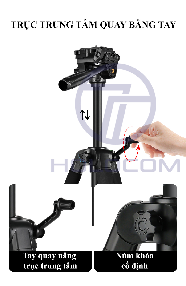 Mô tả Tripod Điện Thoại 1.8m Kiêm Chân Máy Ảnh 360 Độ Chắc Chắn, Điều Chỉnh Cao Thấp, Dùng Để Chụp Ảnh Quay Phim - HOLOCOM - 2