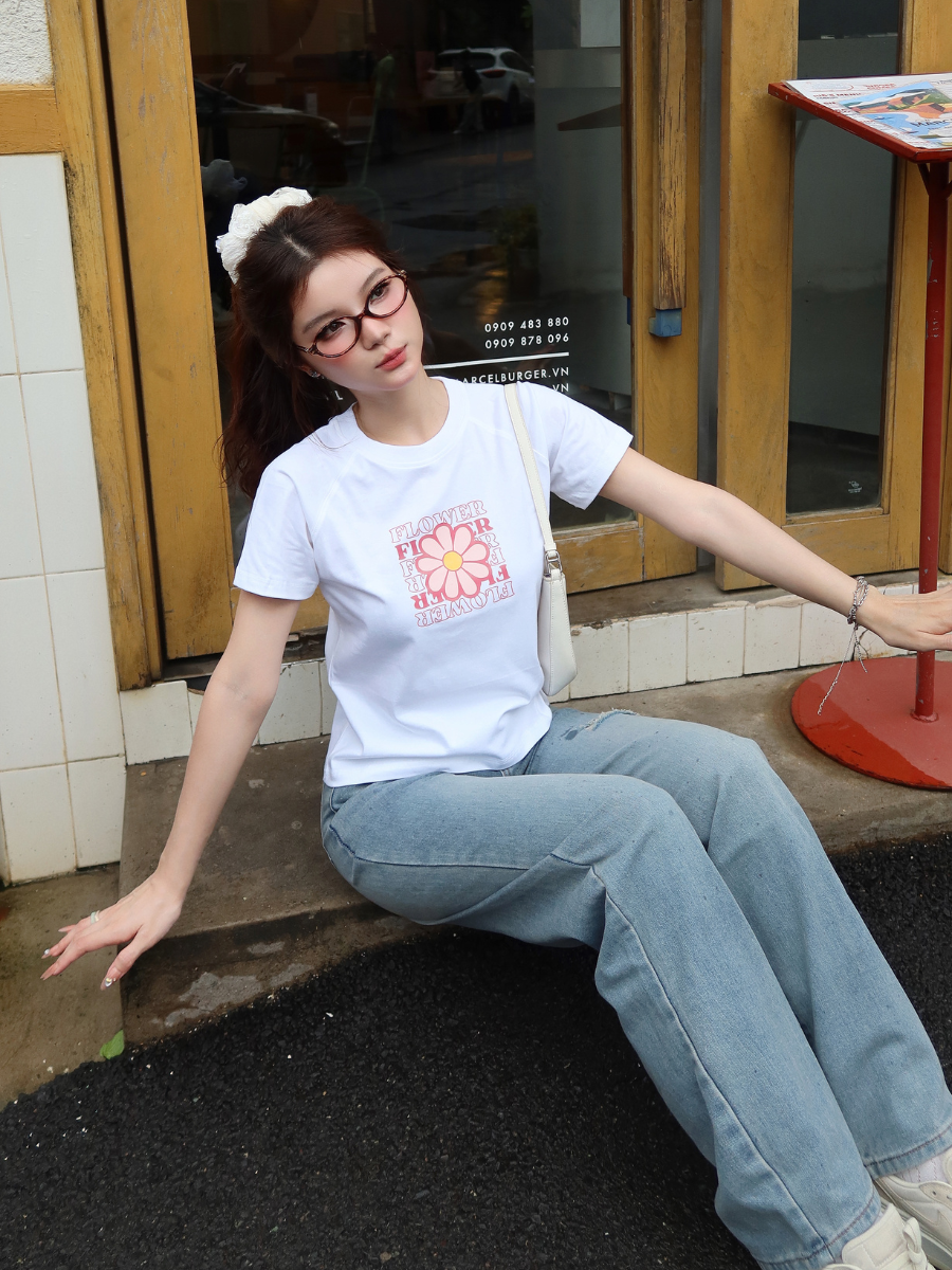 Mô tả Quần jean nữ ống suông rộng rách đùi nhẹ TiQi Jeans B404 - 4