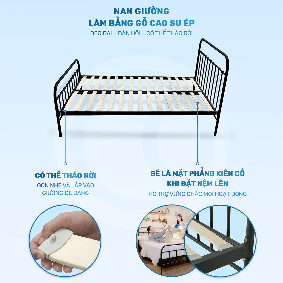 Giường Sắt WILLOW CHU MY - Lắp ráp dễ dàng