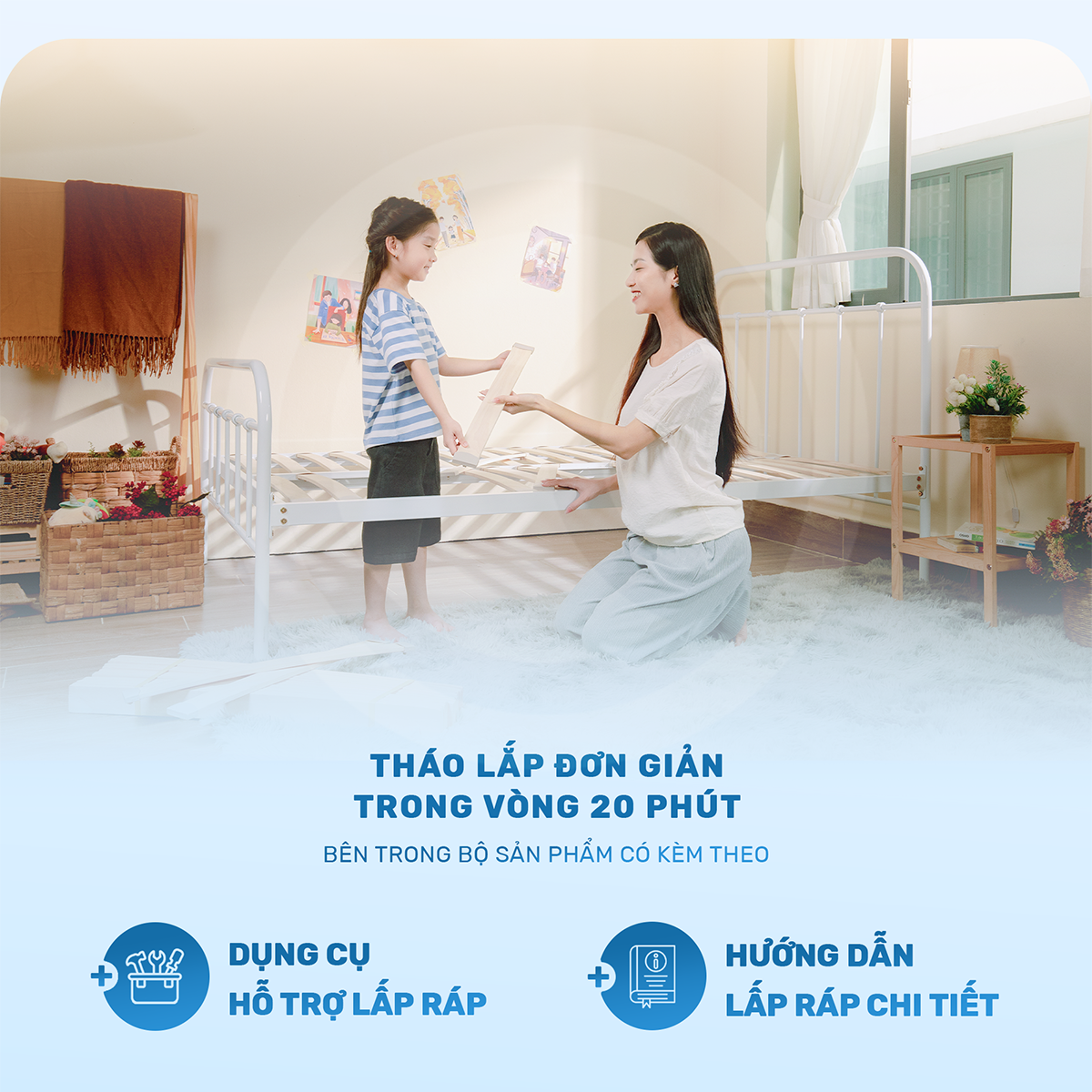 Giường Sắt WILLOW CHU MY - Chi tiết lắp ráp