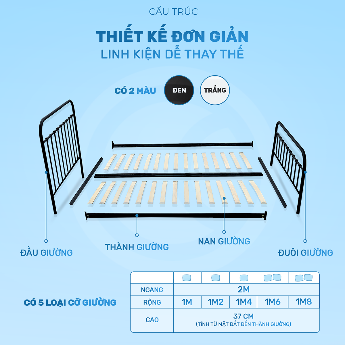 Giường Sắt WILLOW CHU MY - Phụ kiện