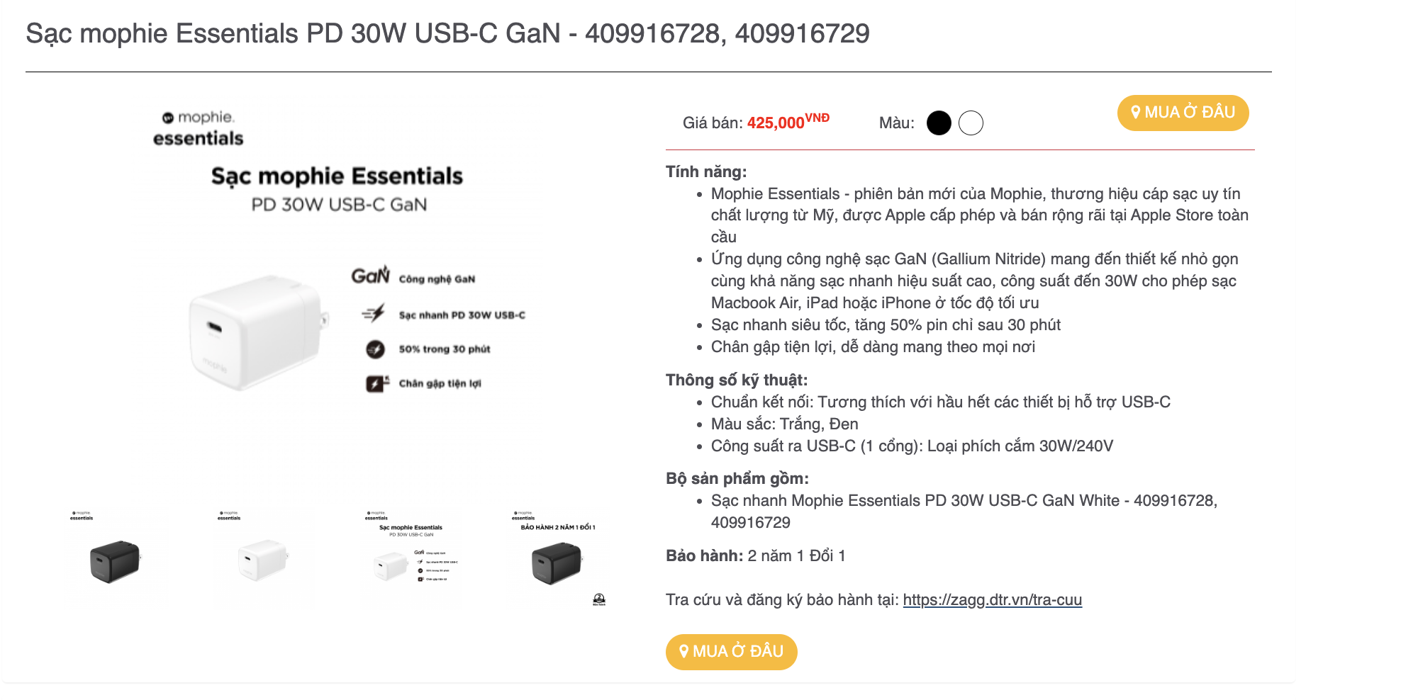 Mô tả Combo sạc nhanh MOPHIE PD 20W/30W/35W/40W (có MFi ) cho ip/tablet - 3