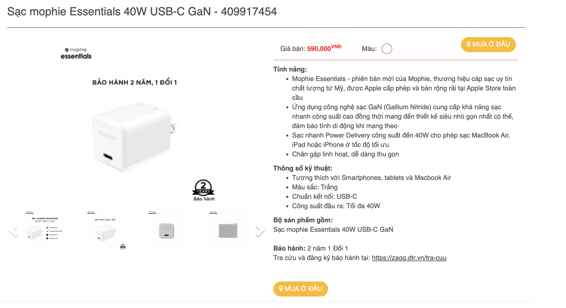 Mô tả Combo sạc nhanh MOPHIE PD 20W/30W/35W/40W (có MFi ) cho ip/tablet - 4