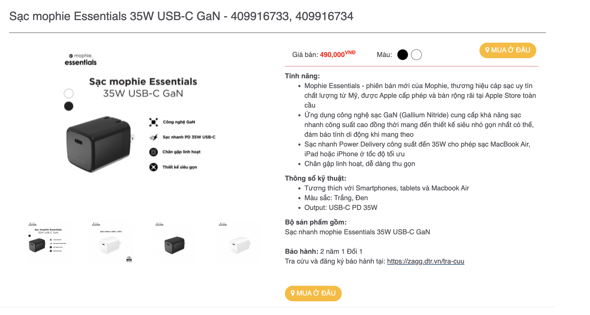 Mô tả Combo sạc nhanh MOPHIE PD 20W/30W/35W/40W (có MFi ) cho ip/tablet - 5