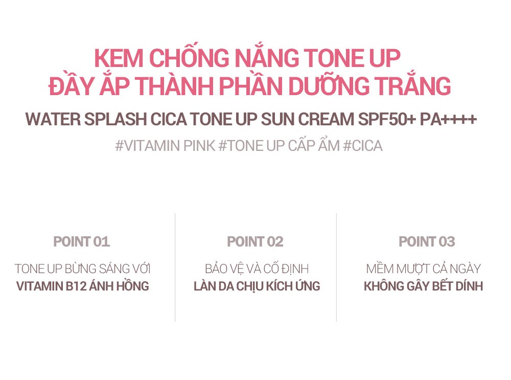 Mô tả Kem Chống Nắng Nâng Tone Espoir Water Splash Cica Tone Up Sun Cream SPF50+ PA++++ - 2