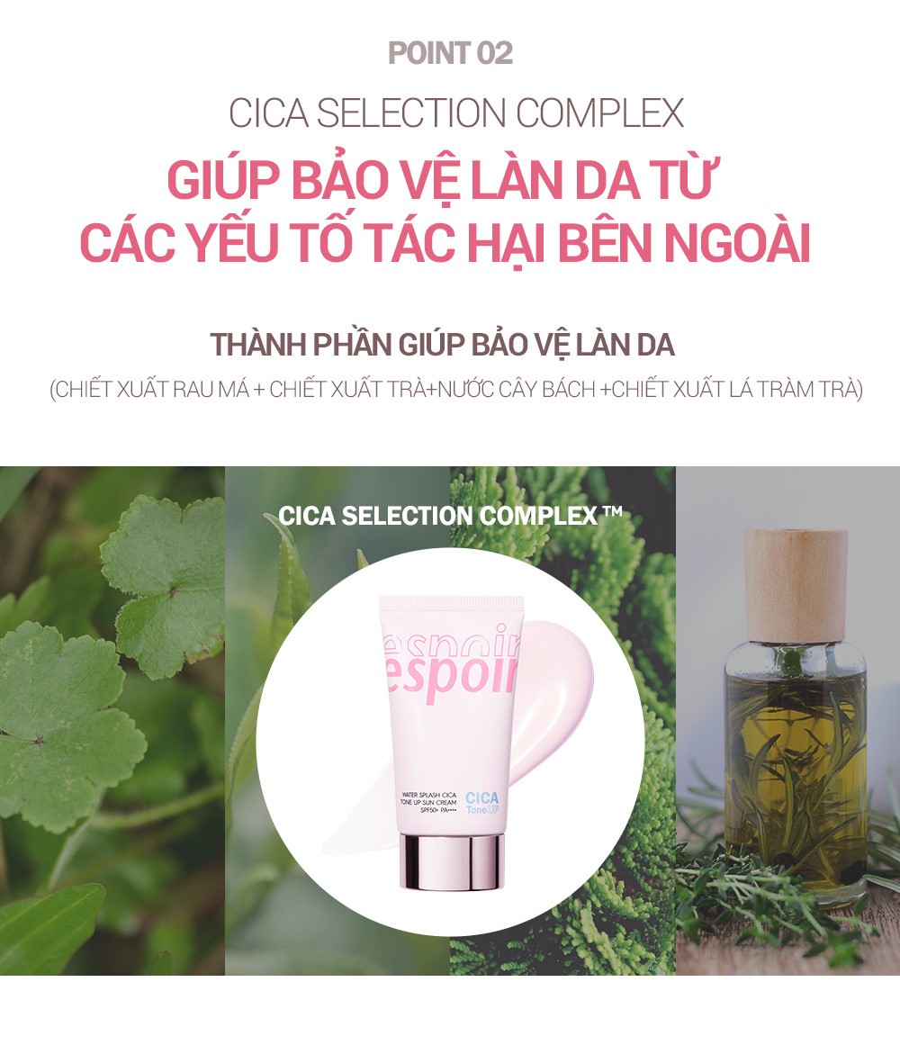Mô tả Kem Chống Nắng Nâng Tone Espoir Water Splash Cica Tone Up Sun Cream SPF50+ PA++++ - 4
