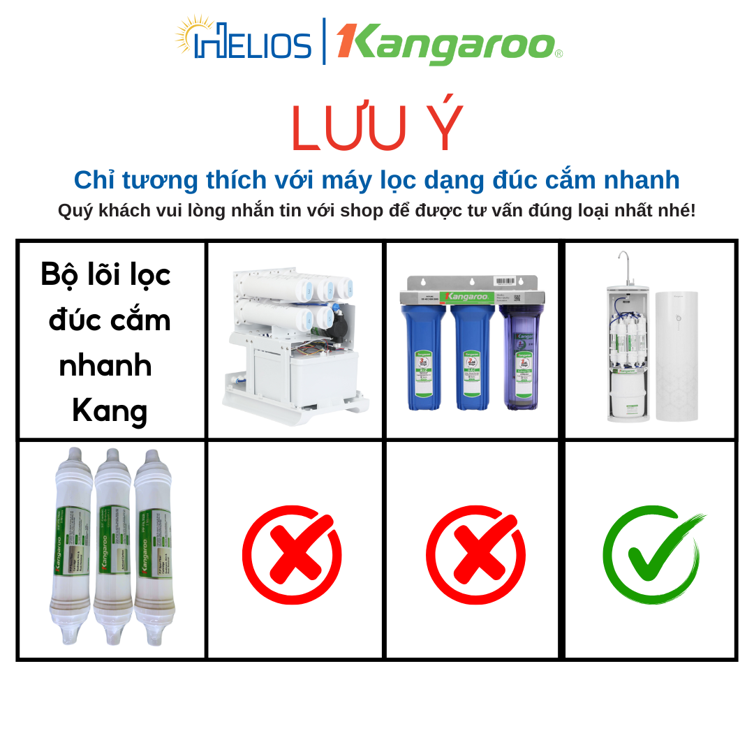 Mô tả Bộ lõi lọc nước 123 Kangaroo đúc liền (Lõi HK)  dùng cho KG10A4VTU; KG100HK; KG100ES; KG100HI; KG10A4 - 1