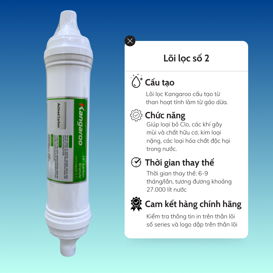 Mô tả Bộ lõi lọc nước 123 Kangaroo đúc liền (Lõi HK)  dùng cho KG10A4VTU; KG100HK; KG100ES; KG100HI; KG10A4 - 3