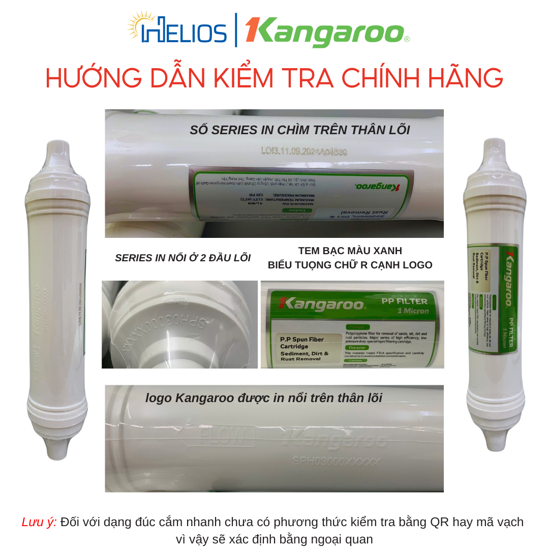 Mô tả Bộ lõi lọc nước 123 Kangaroo đúc liền (Lõi HK)  dùng cho KG10A4VTU; KG100HK; KG100ES; KG100HI; KG10A4 - 5