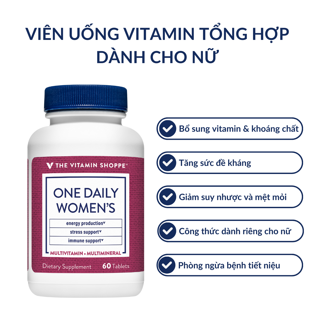 Mô tả Viên Uống Vitamin Tổng Hợp Cho Phụ Nữ & Phụ Nữ Sau Sinh Vitamin Shoppe One Daily Women’s 60 viên - 1