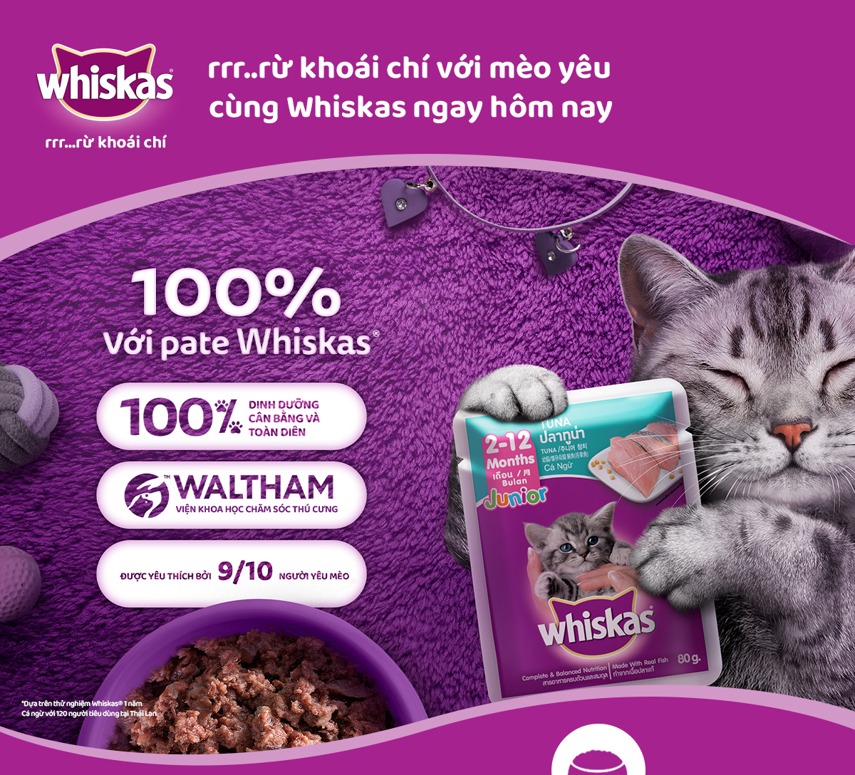 Mô tả Thức ăn cho mèo con WHISKAS Junior dạng sốt – túi 80g - 1
