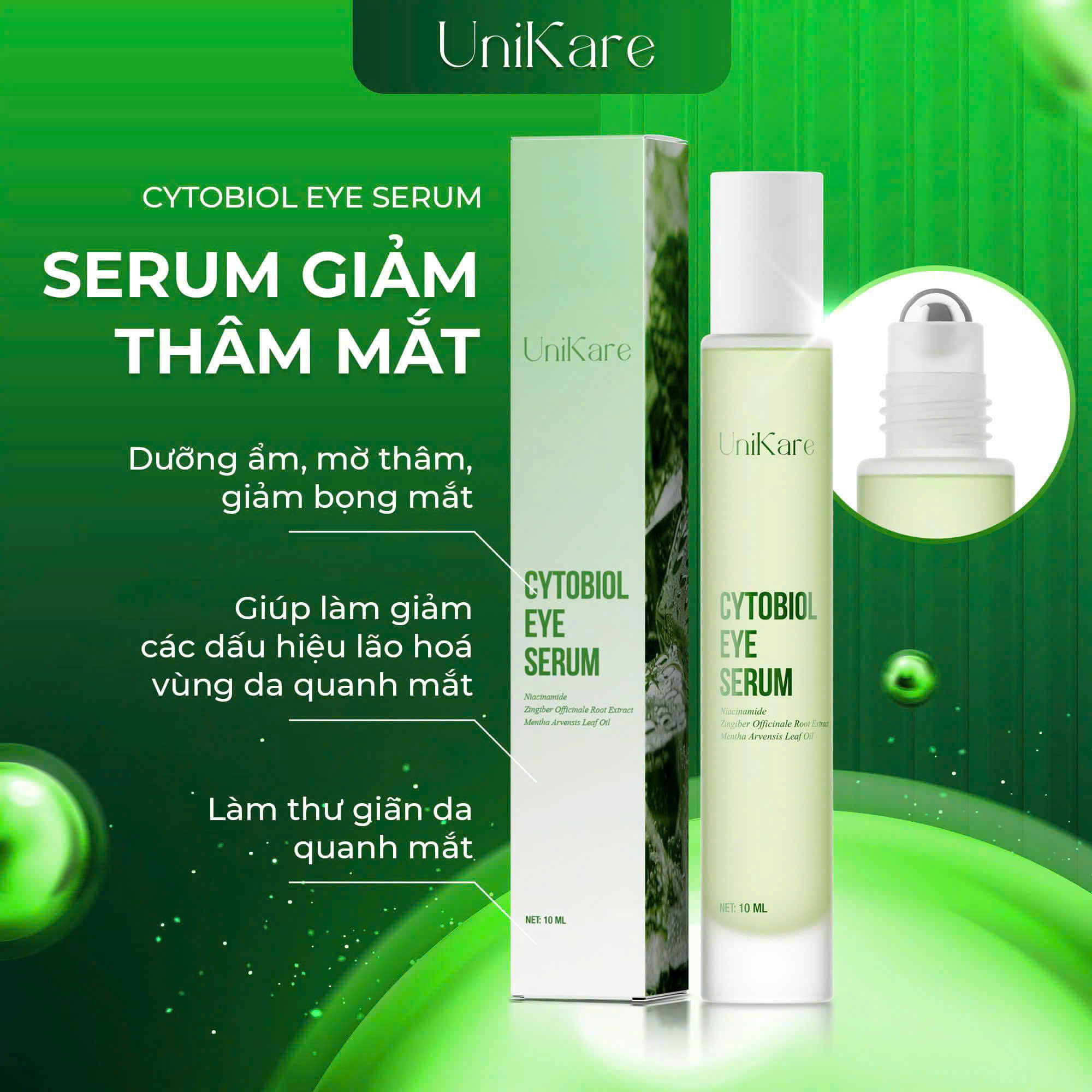 Mô tả Thanh Lăn Giảm Thâm Quầng Mắt, Mỏi Mắt Cytobiol Eye 10ml, UNIKARE LE'PEAU - 1