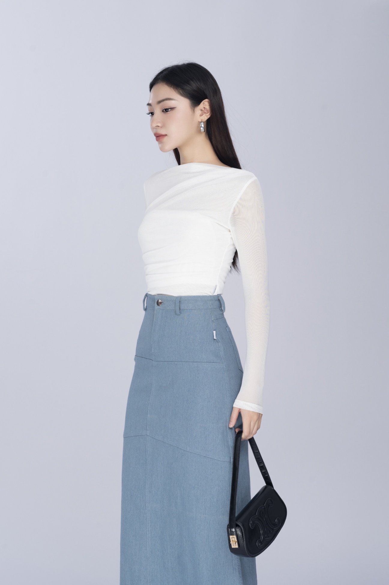 Mô tả Áo Thun 𝐂𝐂𝐇𝐀𝐓 Lưới Xếp Vai Dáng Ôm Chất Vải Cao Cấp Mềm Mịn Co Giãn 4 Chiều 23TDC2013OT - 3