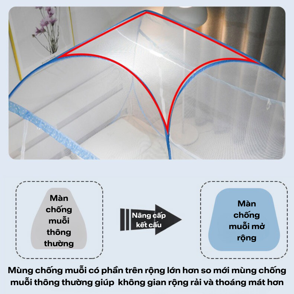 Mô tả Mùng Màn Chụp Tự Bung Có Cửa Cao Cấp Mùng Chụp Gấp Gọn Tiện Dụng Chống Muỗi Tốt Màn Chụp To Cho Gia đình 1m6x2m/1m8x2m - 3