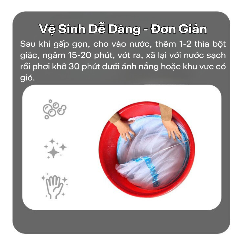 Mô tả Mùng Màn Chụp Tự Bung Có Cửa Cao Cấp Mùng Chụp Gấp Gọn Tiện Dụng Chống Muỗi Tốt Màn Chụp To Cho Gia đình 1m6x2m/1m8x2m - 5