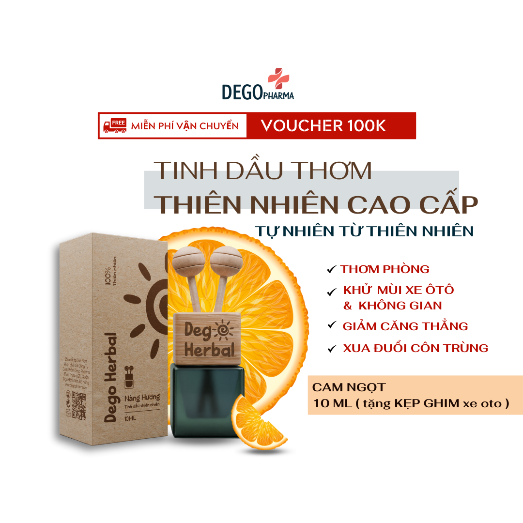 Mô tả Tinh Dầu Thiên Nhiên Cao Cấp CAM NGỌT Thơm Phòng, Thư Giãn Dego 10ml - Tặng kèm que khuếch tán - 1