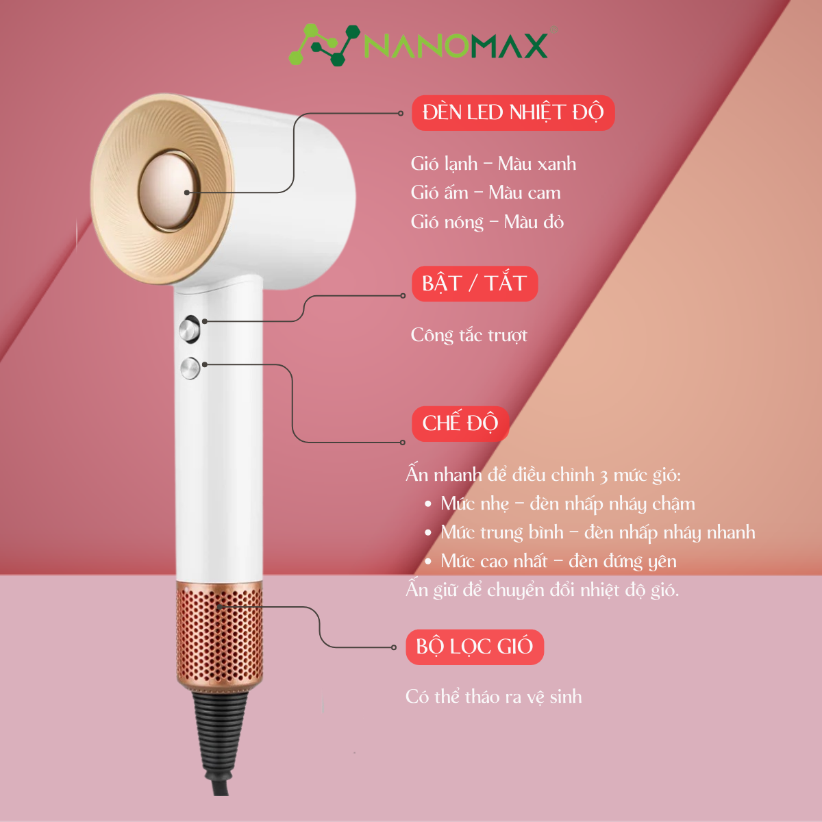 Máy Sấy Tóc Nanomax Z-10 Bảo hành