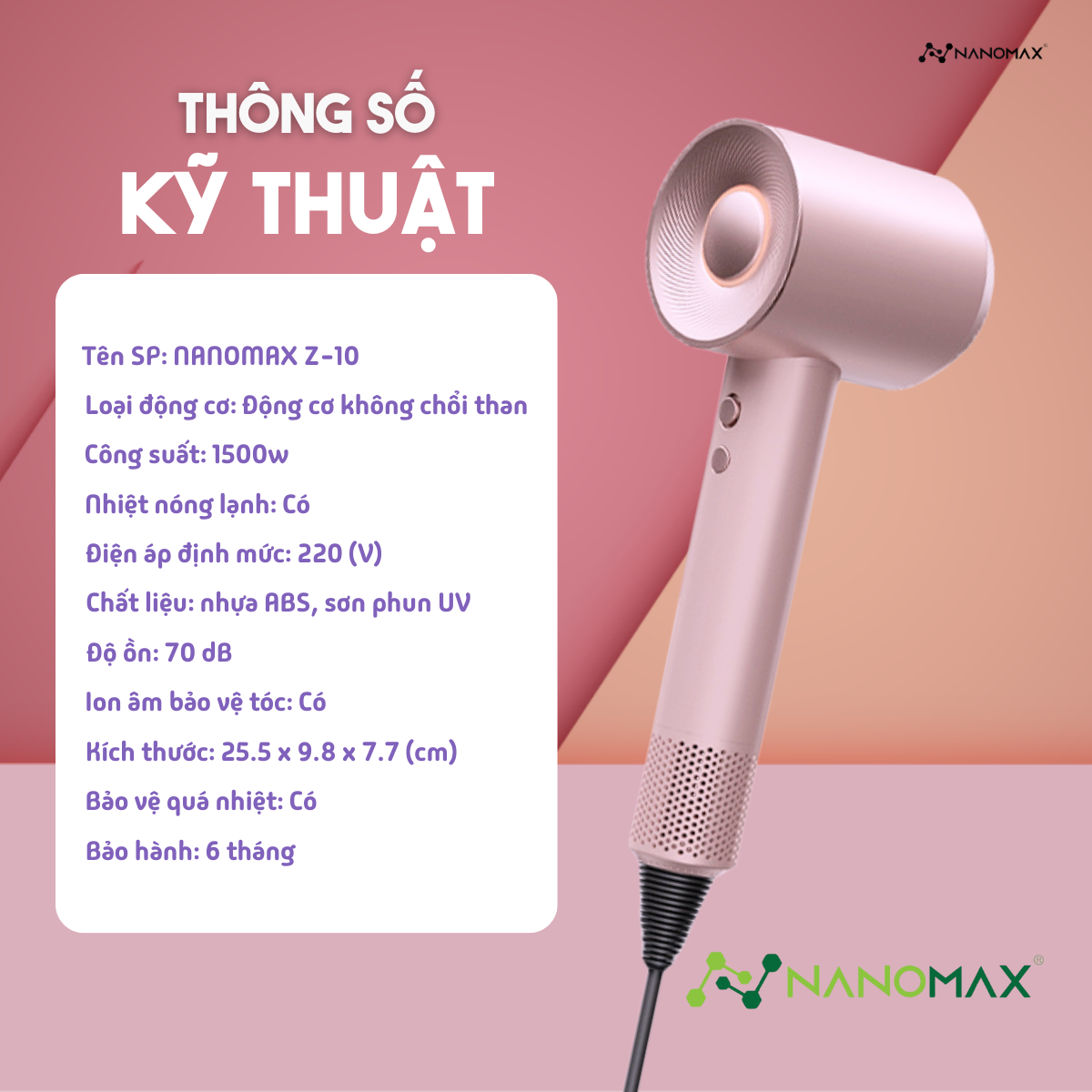 Máy Sấy Tóc Nanomax Z-10 Phụ kiện