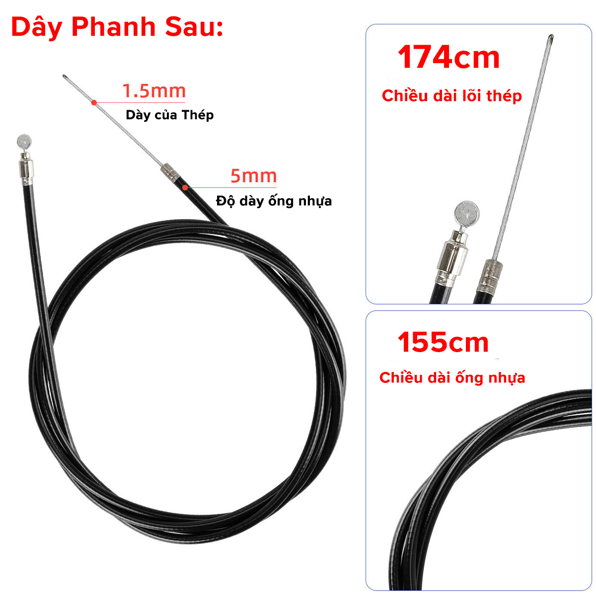 Mô tả Bộ 2 Dây Phanh Xe Đạp Thể Thao, Xe Đạp Thường Lõi Sợi Thép Không Gỉ Bền Bỉ Chắc Chắn Chính Hãng Amalife - 7