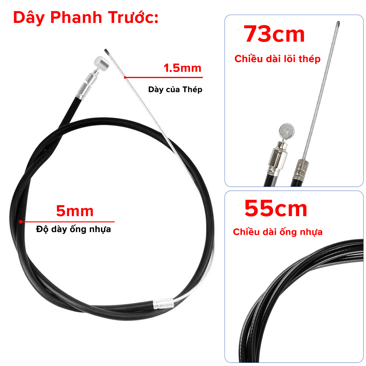 Mô tả Bộ 2 Dây Phanh Xe Đạp Thể Thao, Xe Đạp Thường Lõi Sợi Thép Không Gỉ Bền Bỉ Chắc Chắn Chính Hãng Amalife - 8