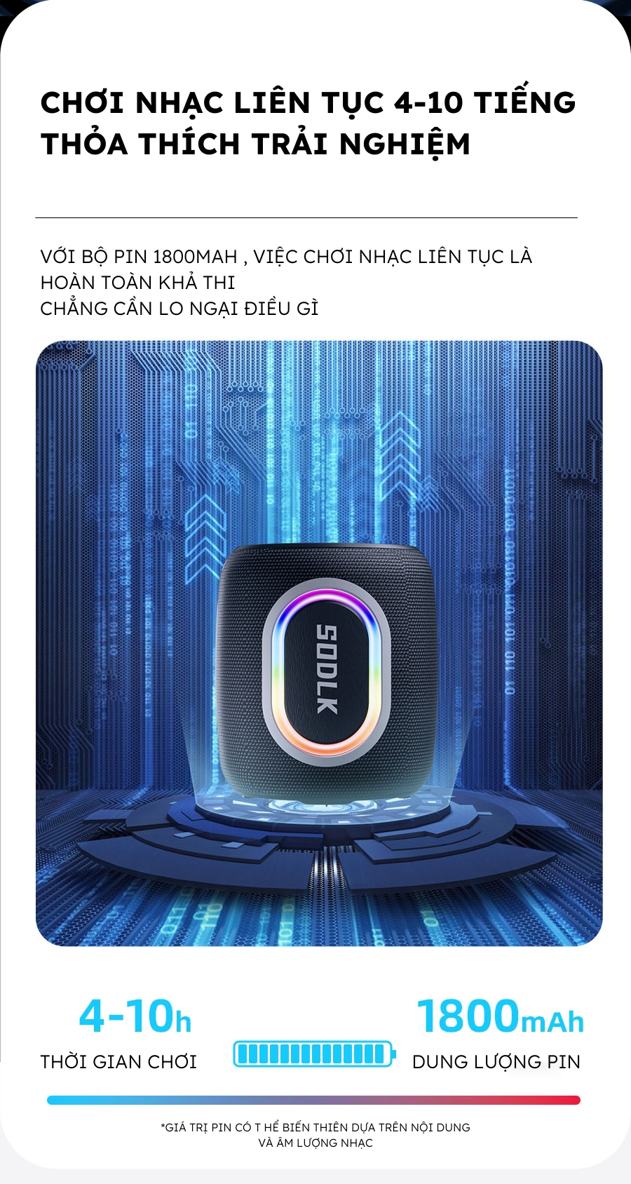 Mô tả Loa Bluetooth không dây SODLK T13 Công Suất 15W | Bluetooth 5.1 | Chống Nước IPX67 | BẢO HÀNH 12 Tháng - 6