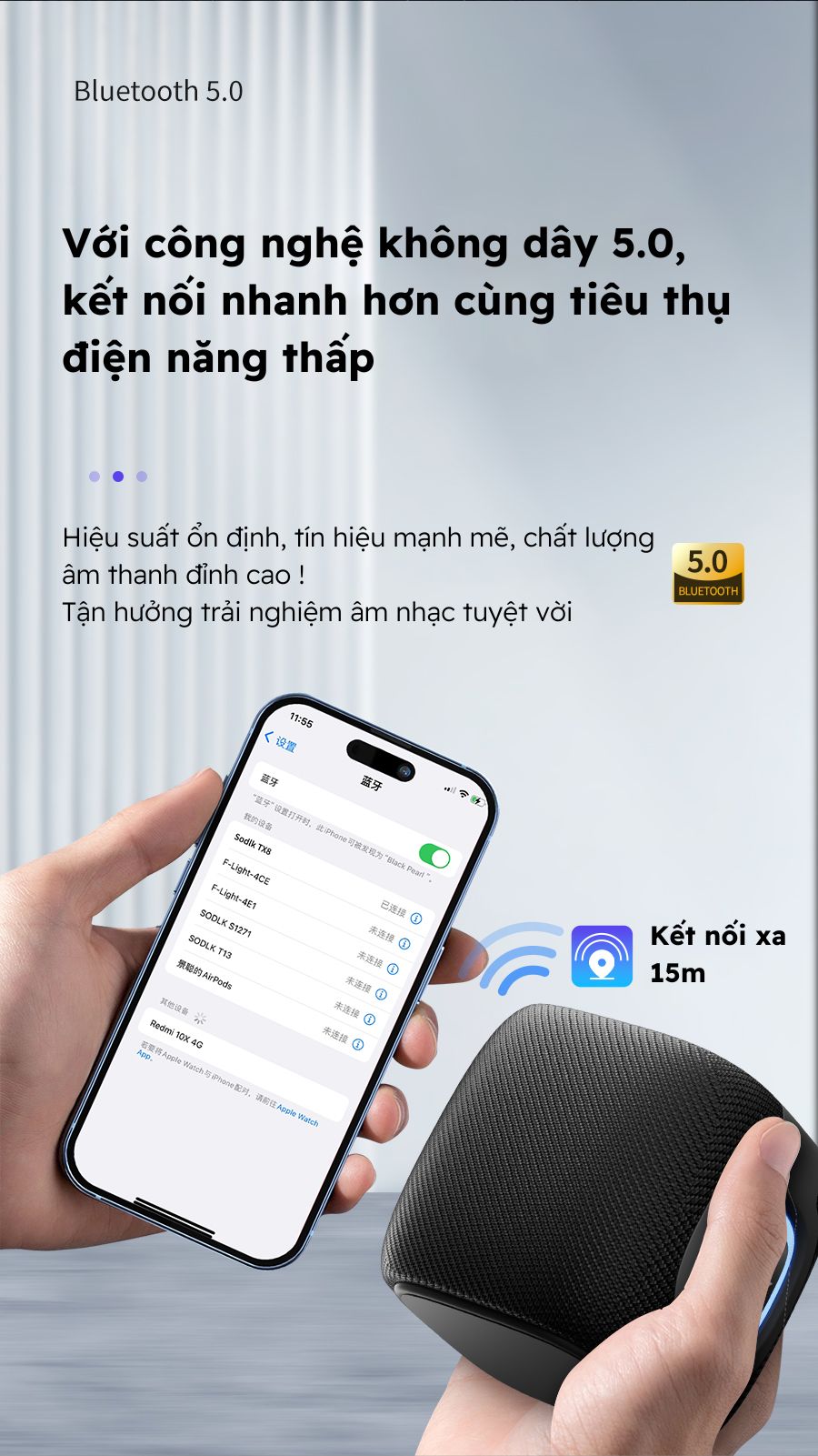 Mô tả Loa Bluetooth di động không dây Mini SODLK TX8 Công Suất 10W | Bluetooth 5.0 | Chống Nước IPX7 | BẢO HÀNH 12 Tháng - 5