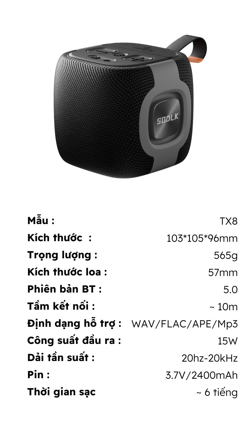 Mô tả Loa Bluetooth di động không dây Mini SODLK TX8 Công Suất 10W | Bluetooth 5.0 | Chống Nước IPX7 | BẢO HÀNH 12 Tháng - 10